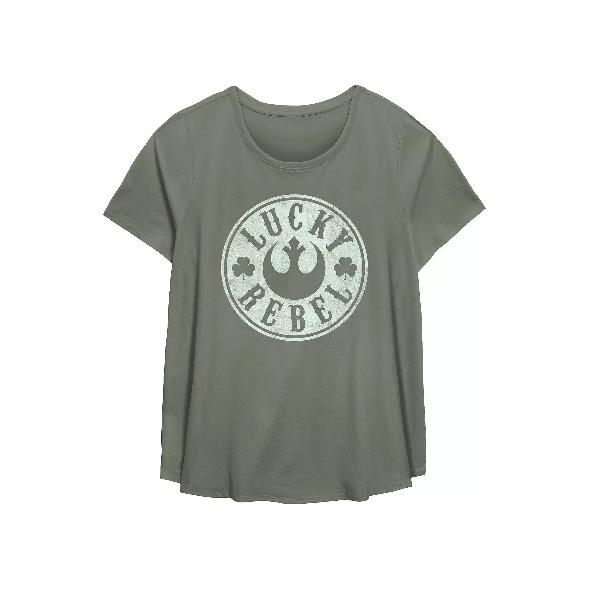 Plus Size Star Wars Lucky Rebel Flowy Graphic Tee, Women's, Size: 1XL, Green Product Image