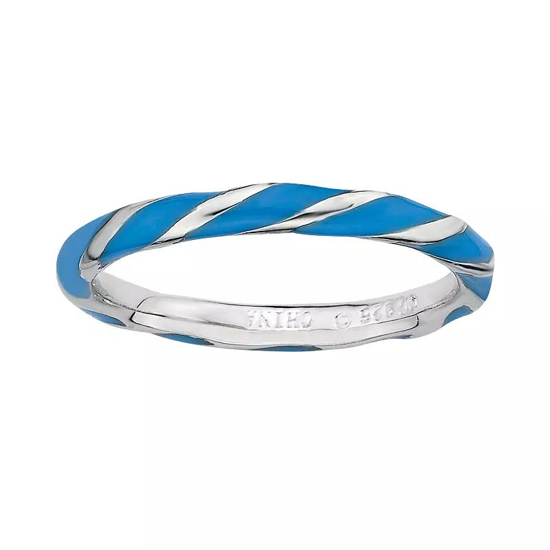 Stacks & Stones Sterling Silver Blue Enamel Twist Stack Ring, Women's, Size: 7 Product Image