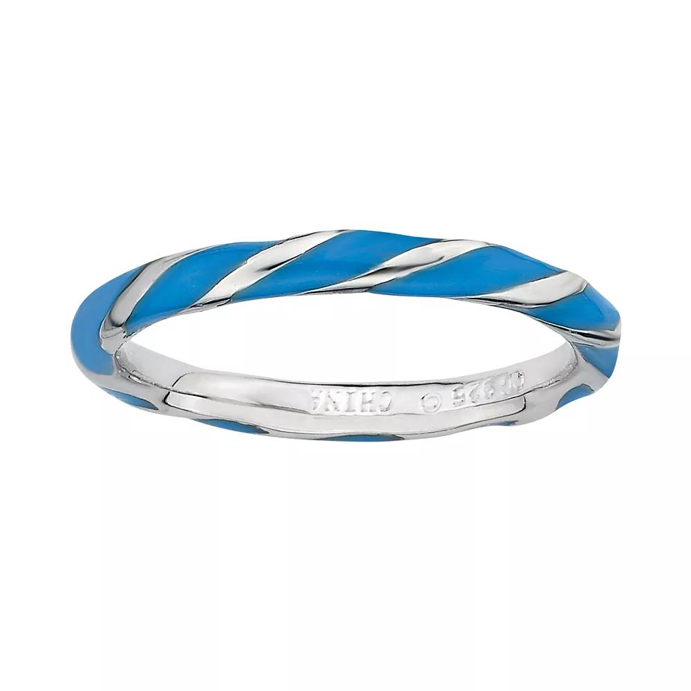 Stacks & Stones Sterling Silver Blue Enamel Twist Stack Ring, Women's, Size: 7 Product Image