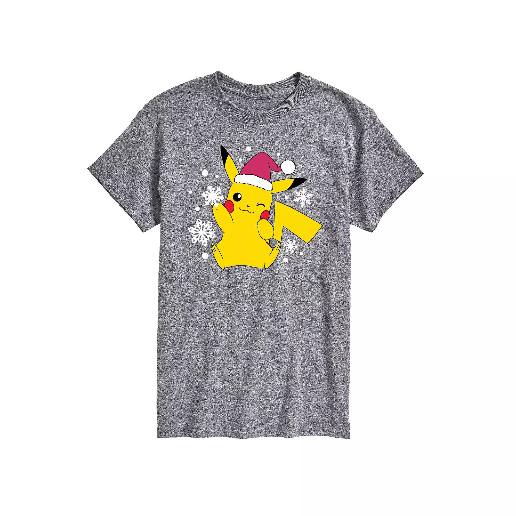 Men's Pokemon Santa Hat Snowflakes Tee,  Product Image