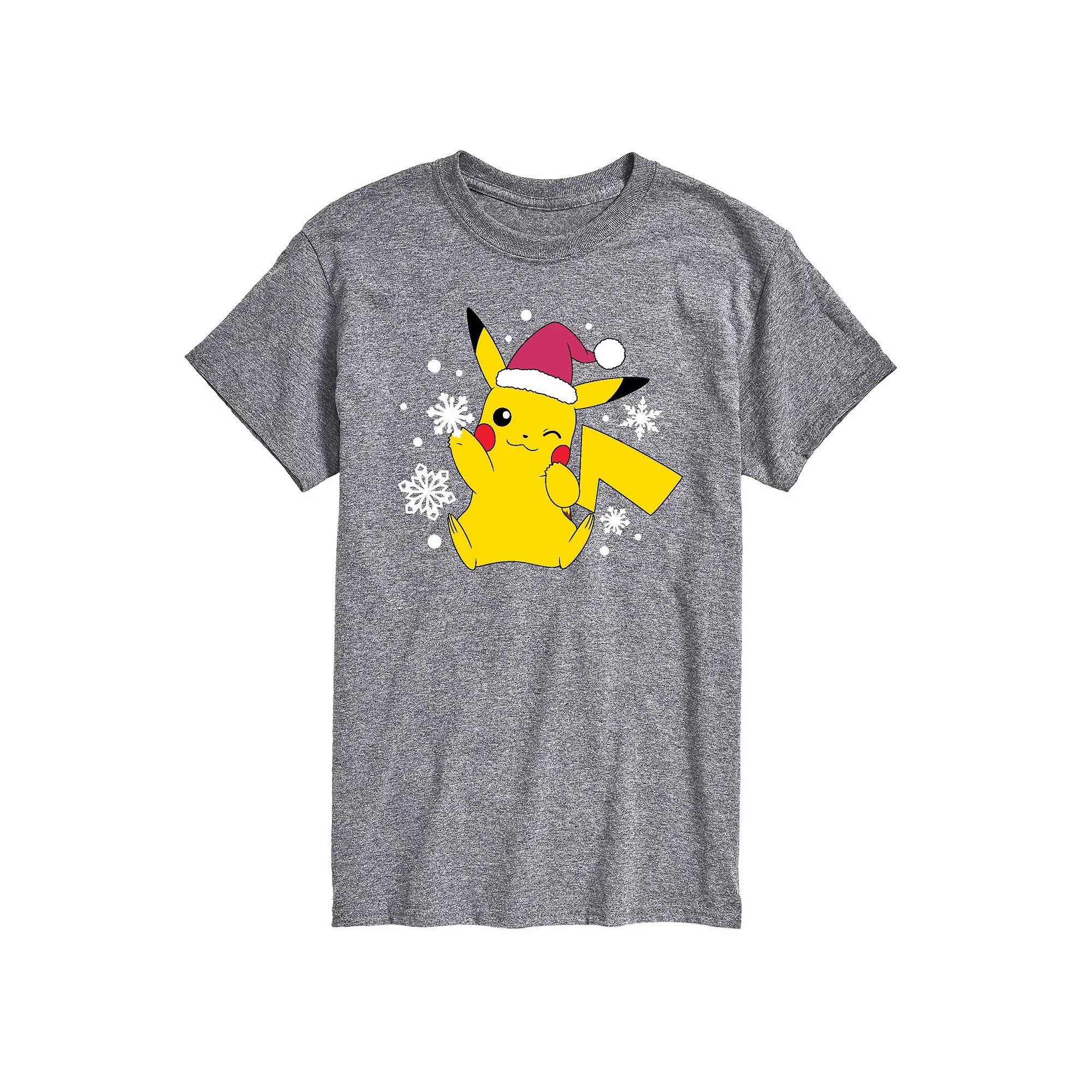 Men's Pokemon Santa Hat Snowflakes Tee,  Product Image