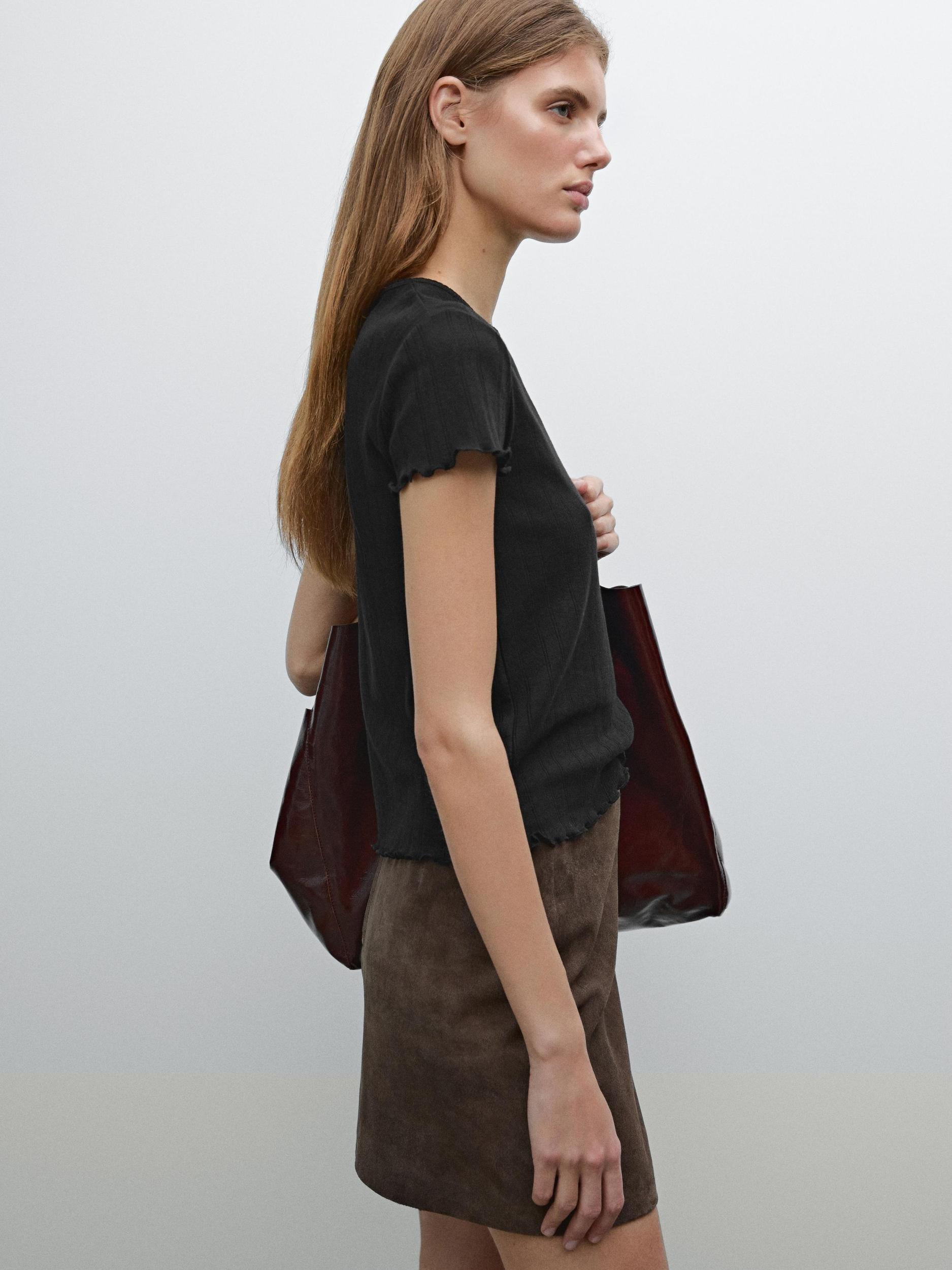 Pointelle openwork cotton T-shirt Product Image