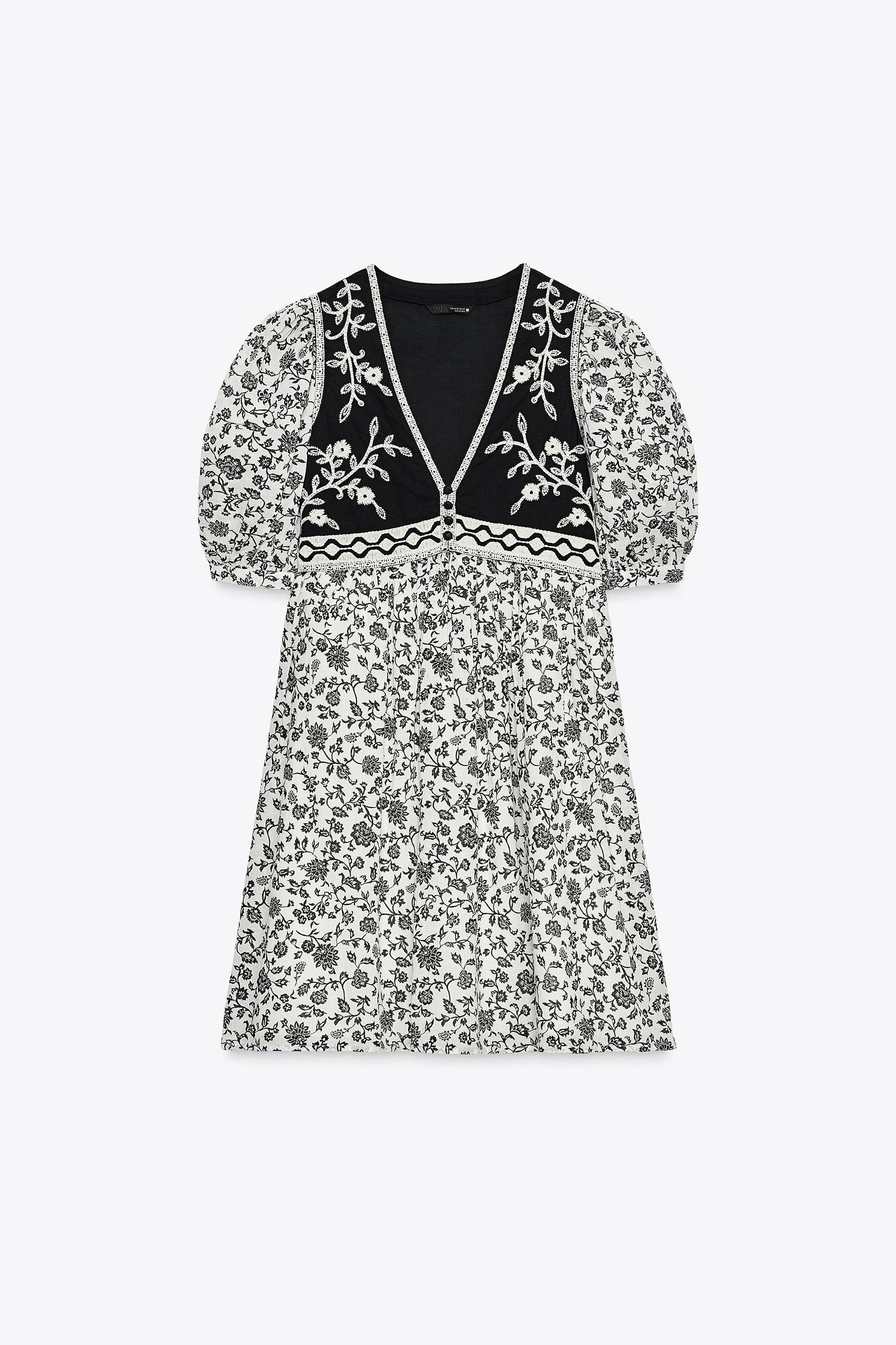 FLORAL PRINT COMBINATION SHORT DRESS Product Image