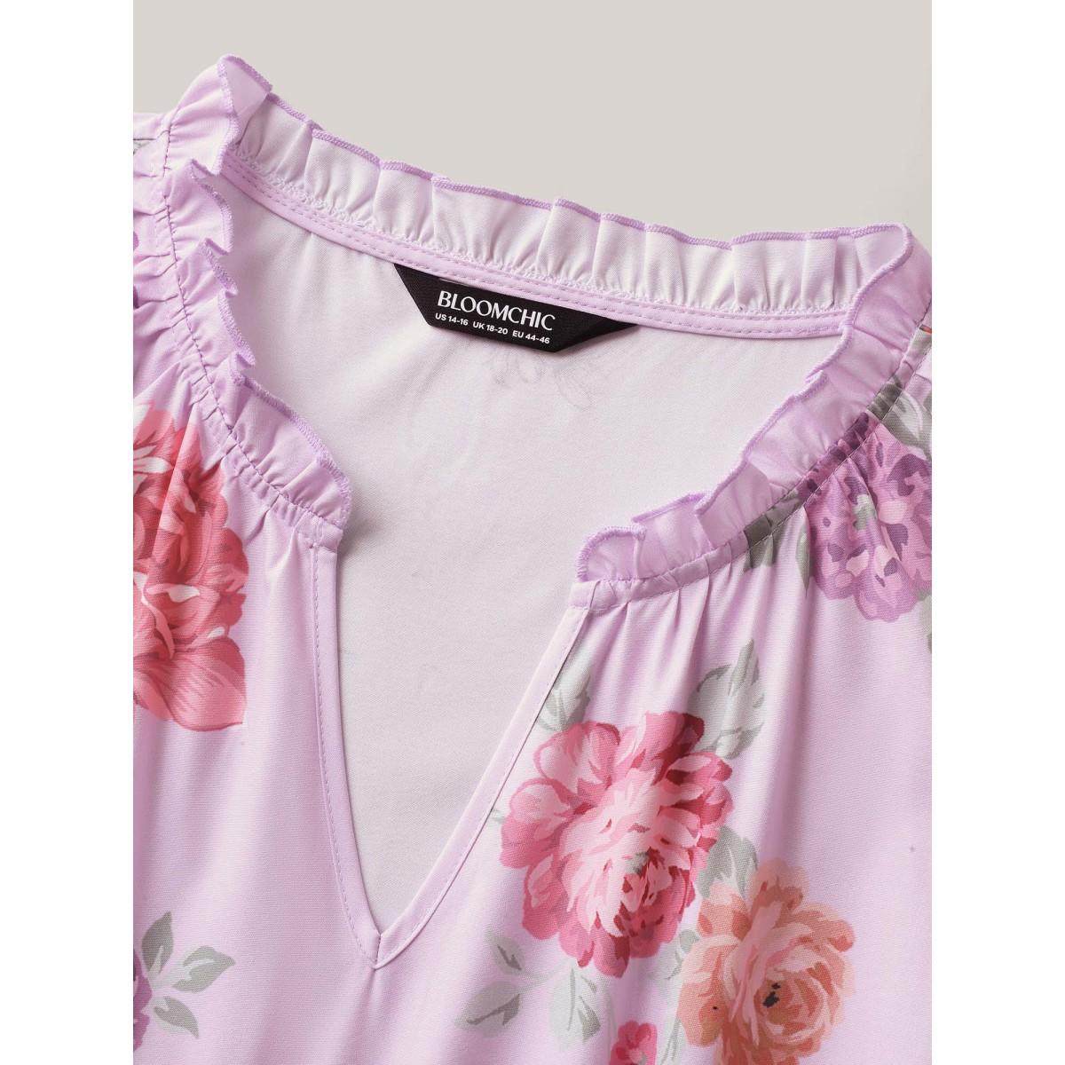 Plus Size Floral Print Pockets Gradient Maxi Dress Blush Women Notched collar Sleeveless Curvy BloomChic 30/6X Product Image