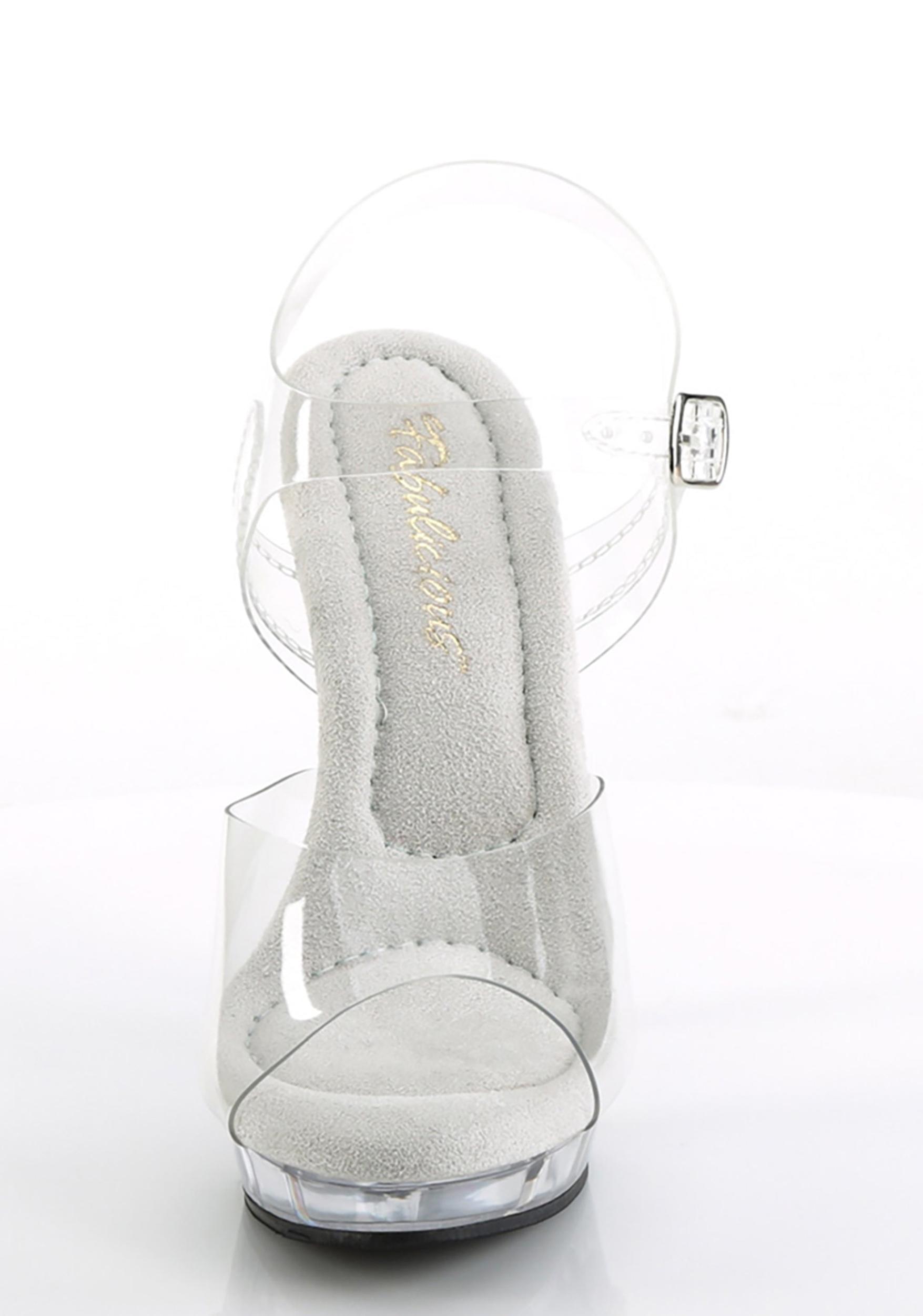 Fabulicious Lip-108 Platform Clear Heels - Silver Product Image