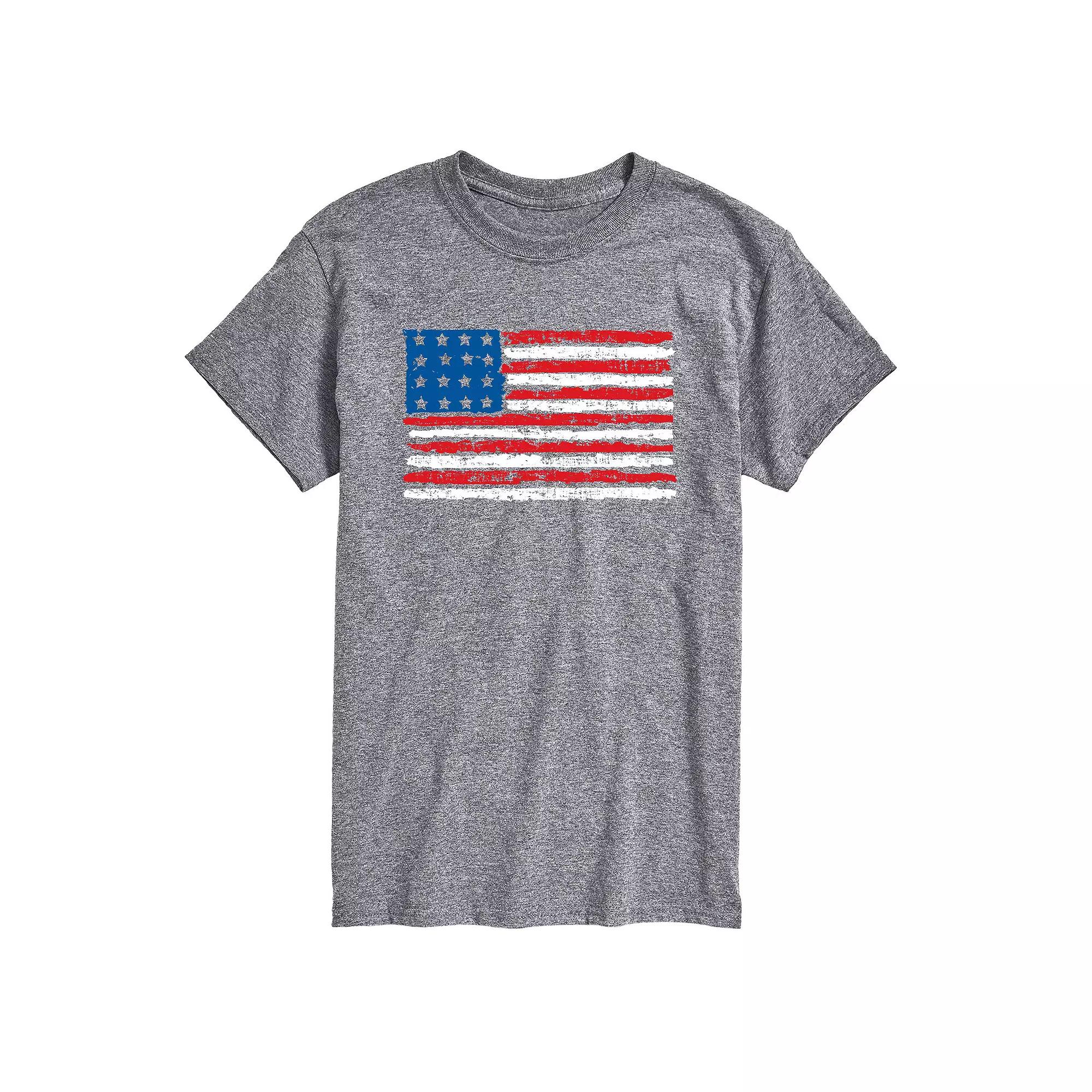 Men's Distressed USA Flag Graphic Tee,  Product Image