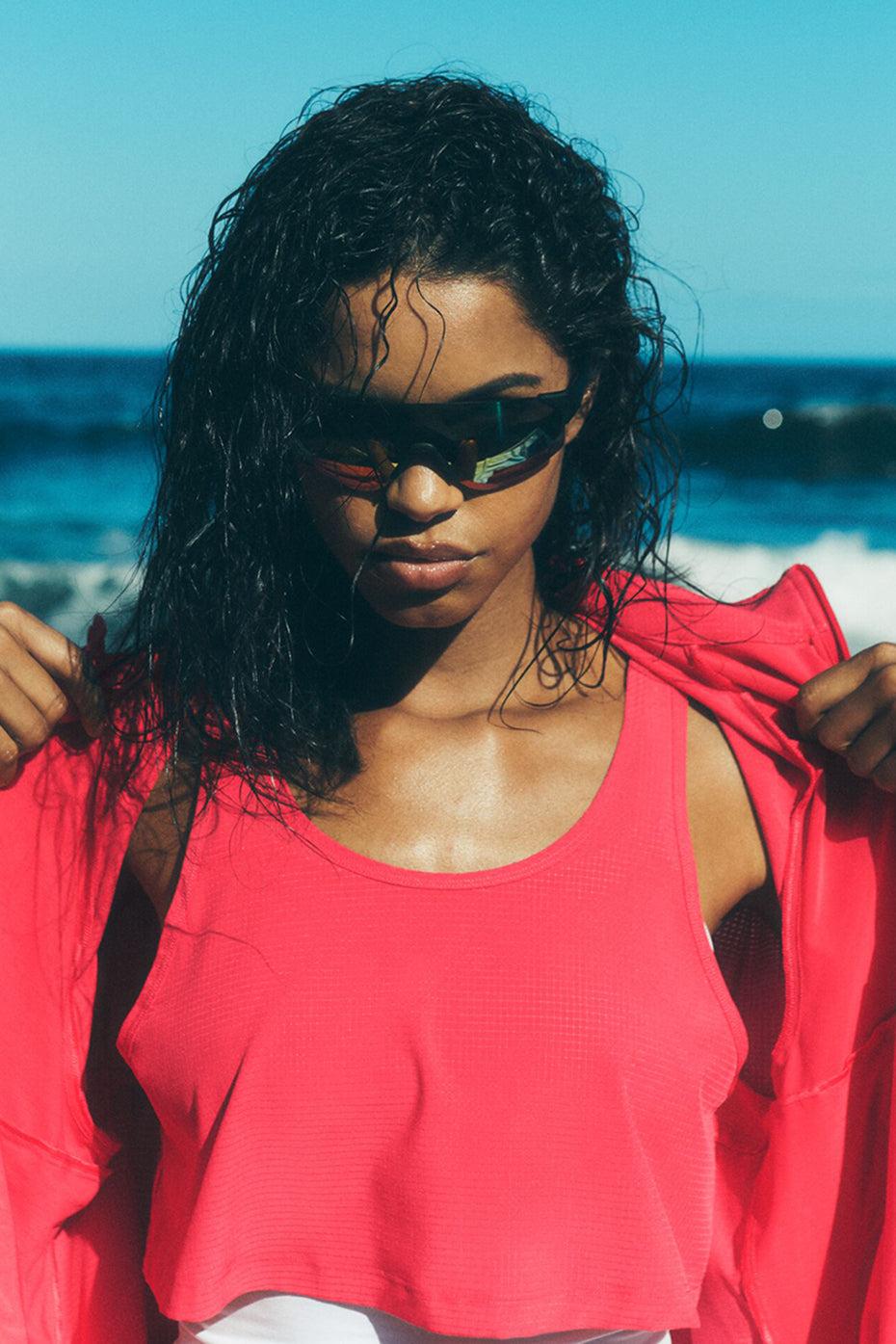 Cropped Sport Star Tank - Candy Red Female Product Image