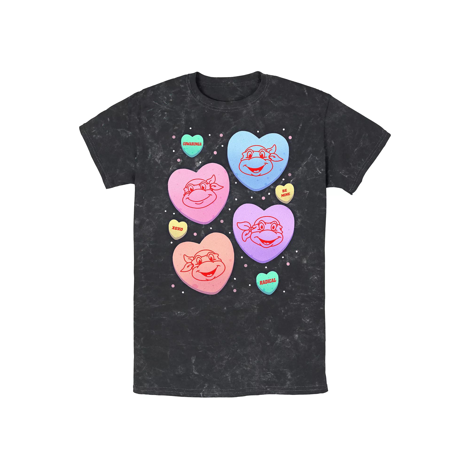 Men's Nickelodeon Teenage Mutant Ninja Turtles Valentines' Day Candy Hearts Graphic Tee, Size: Large, Black Product Image