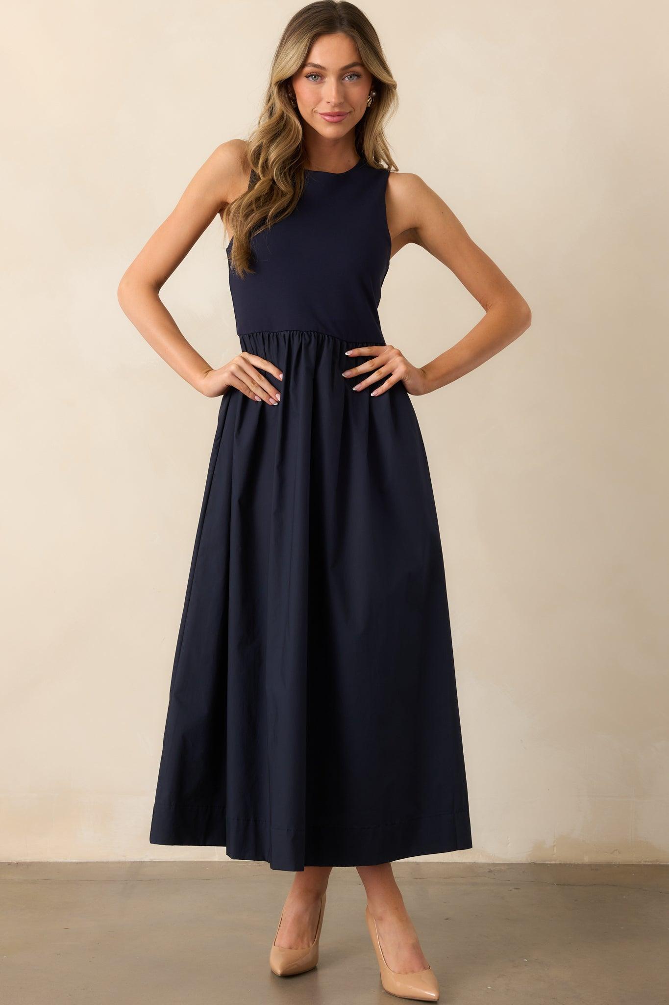 A World Full Of Wonder Navy Sleeveless Maxi Dress Product Image