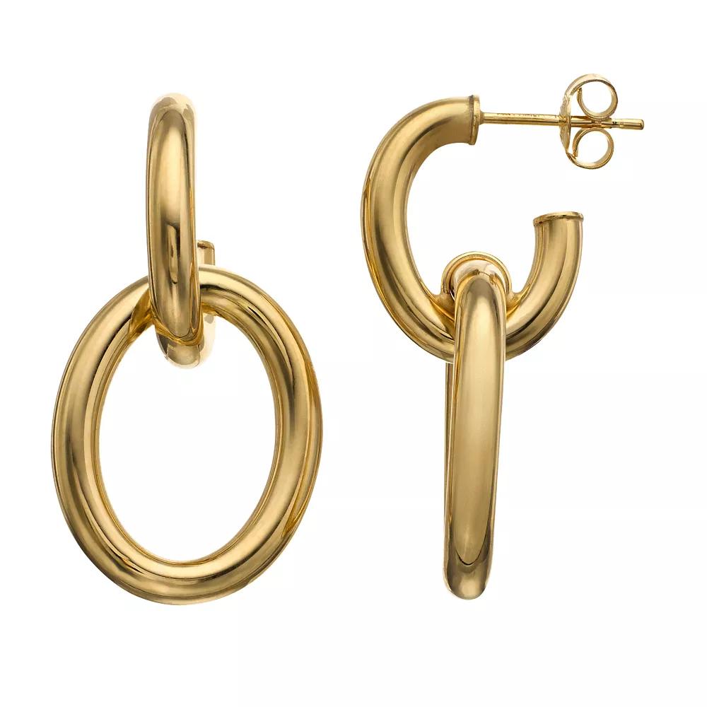14k Gold Interlocking Oval Drop Earrings, Women's Product Image