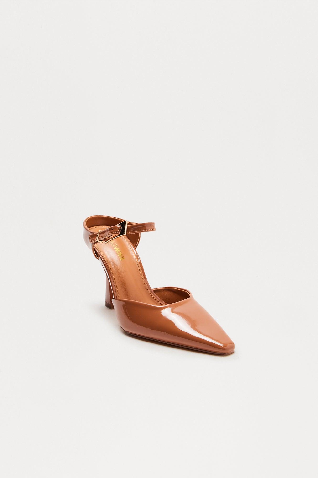 Cesar Buckle Mule Pumps - Camel Product Image