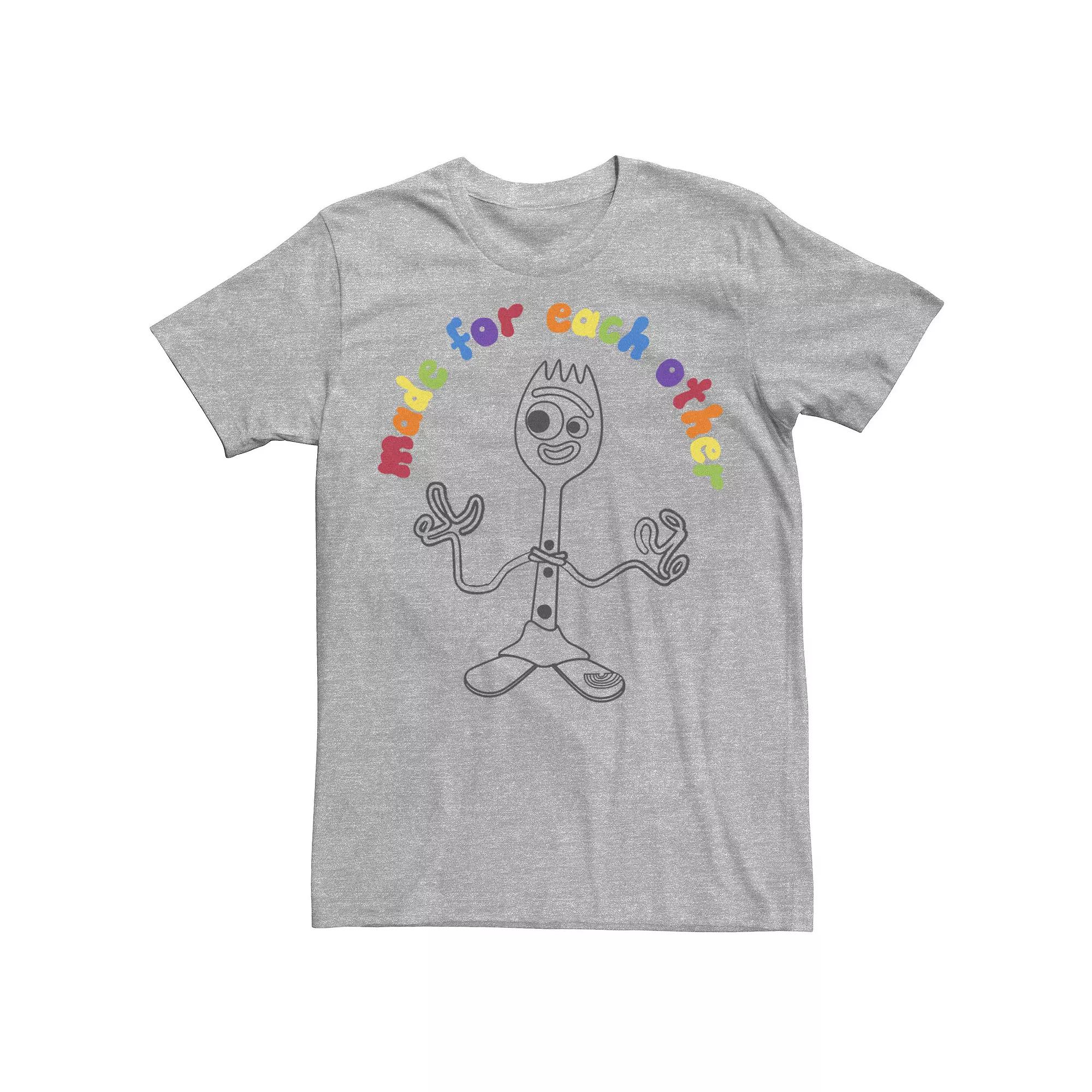 Disney / Pixars Toy Story 4 Forky Mens Valentines Day Couples Tee Athletic Grey Product Image
