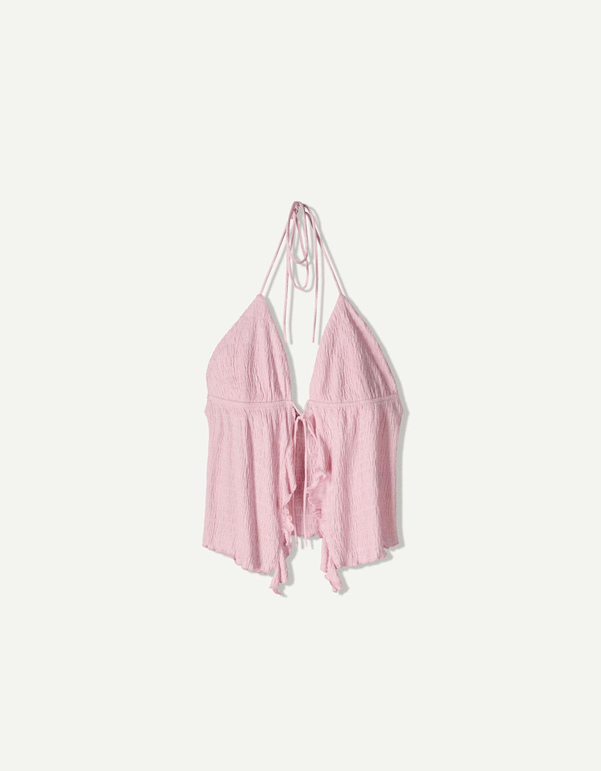 Strappy halter top with ruffles Product Image