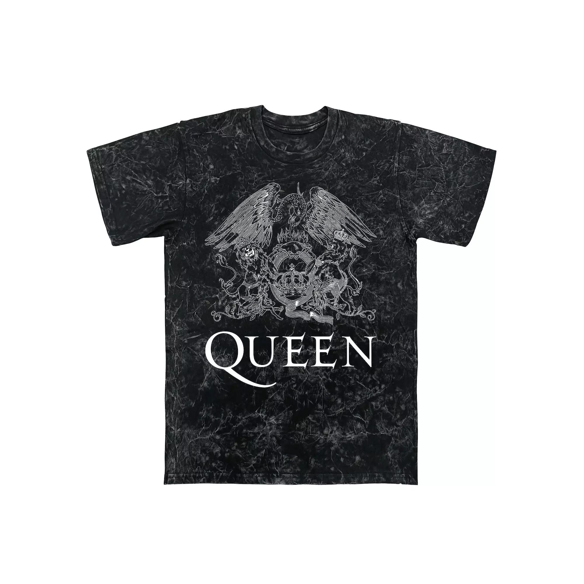 Men's Queen Crest Logo Mineral Wash Graphic Tee, Size: Large, Black Mineral Wash Product Image