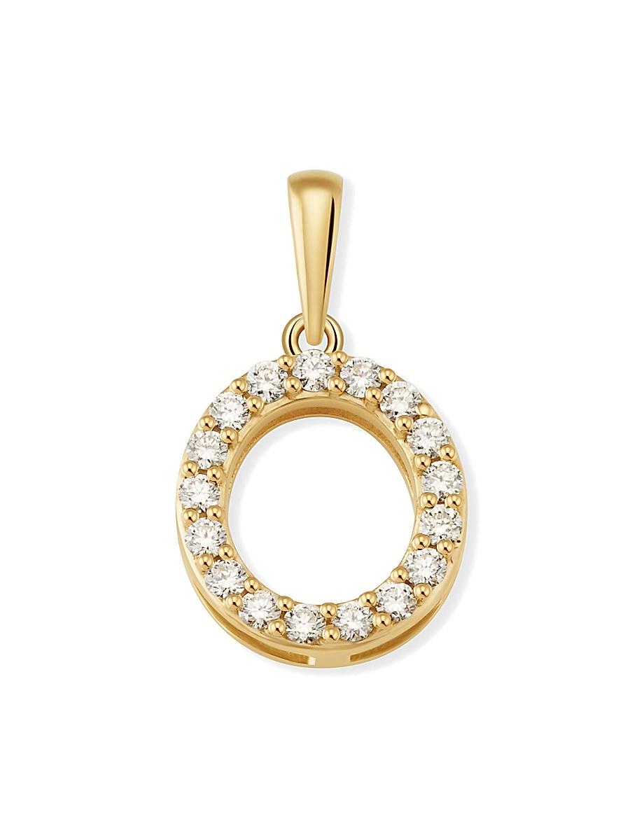 Womens 14K Yellow Gold Luxe Letter Diamond Initial Pendant Charm Product Image