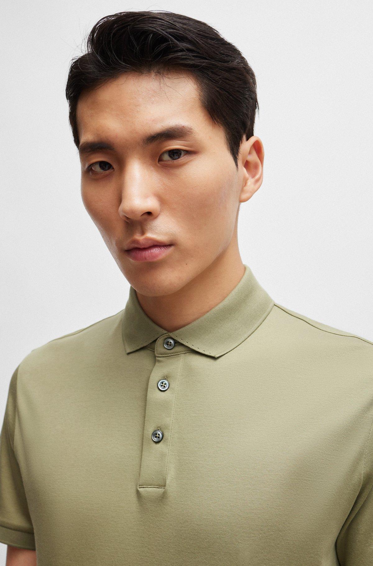 Regular-fit polo shirt in mercerized cotton Product Image