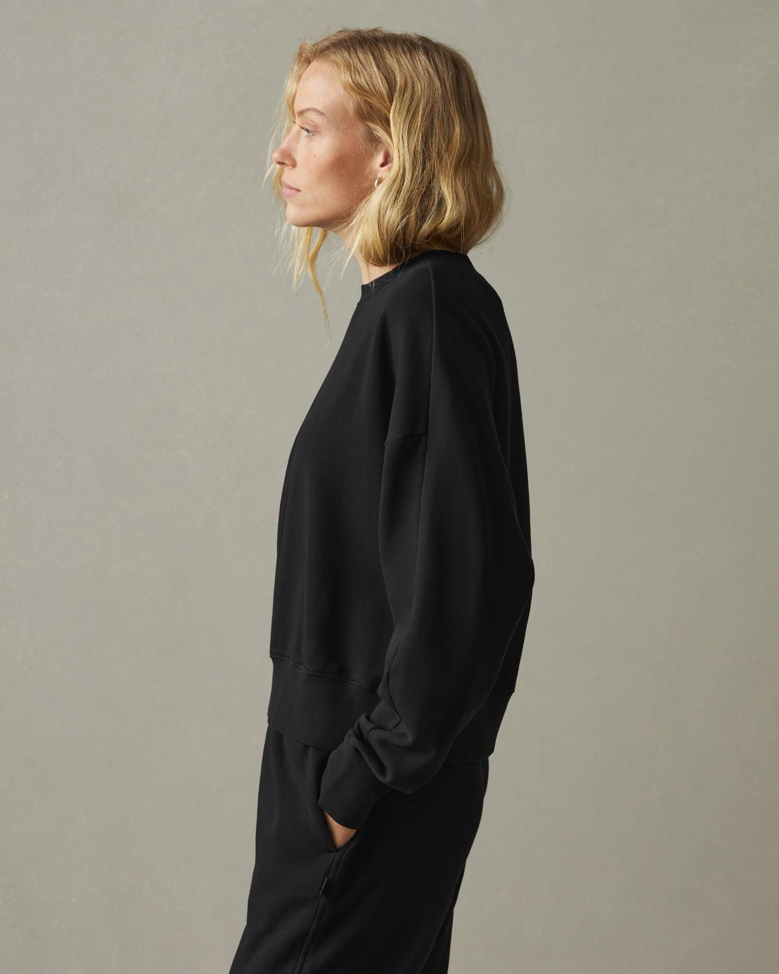 Women's Premium Midweight Oversized Crew - Black Female Product Image