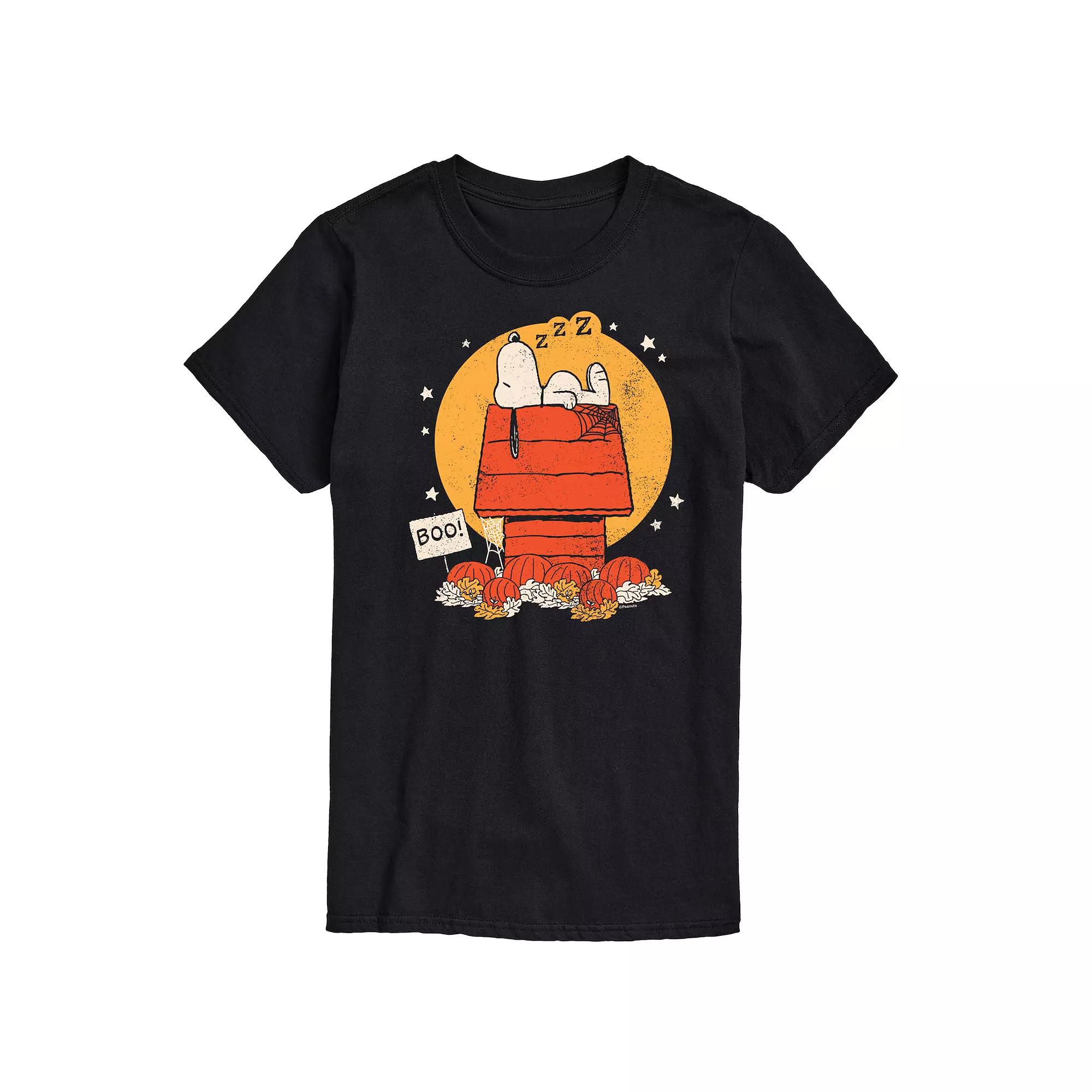 Mens Peanuts Snoopy Halloween Dog House Graphic Tee Product Image