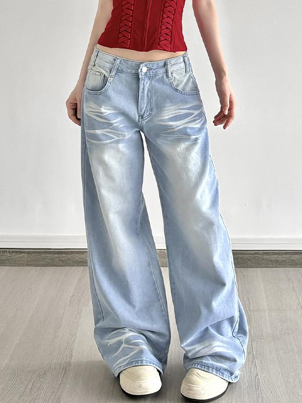 American Street Style Vintage Boyfriend Jeans Product Image
