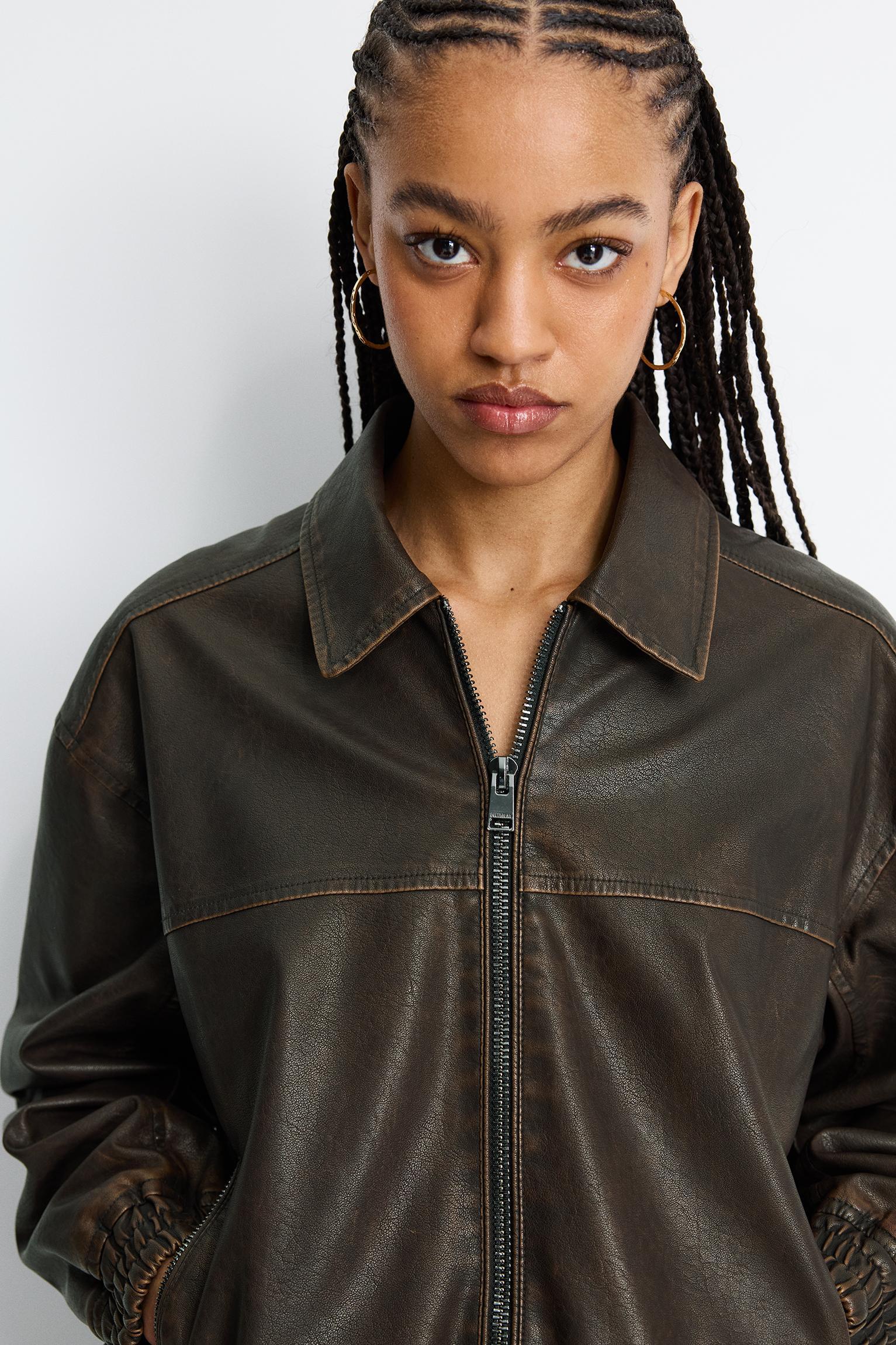 Faux leather bomber jacket Product Image