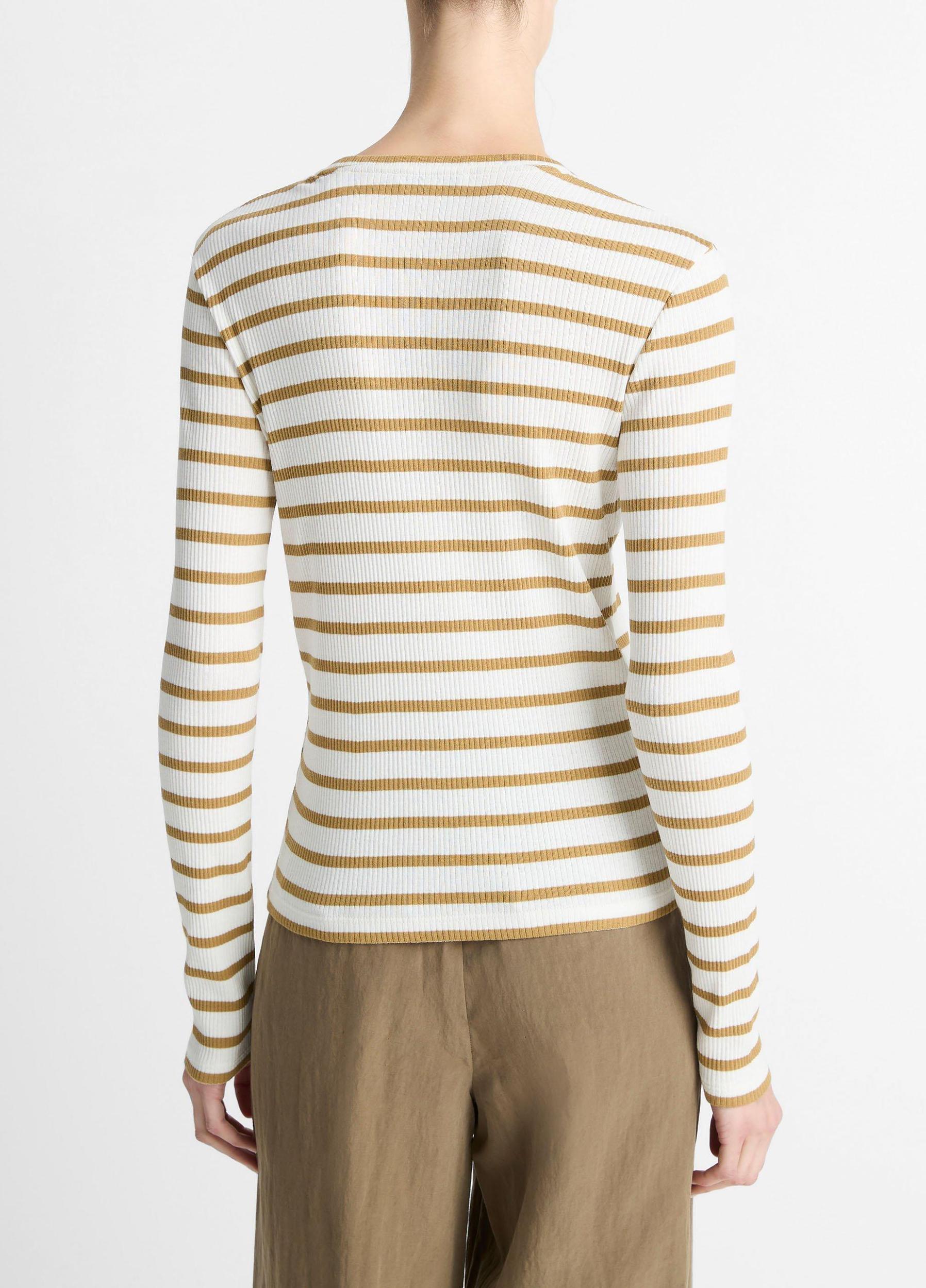 Striped Ribbed Pima Cotton Long-Sleeve T-Shirt Product Image