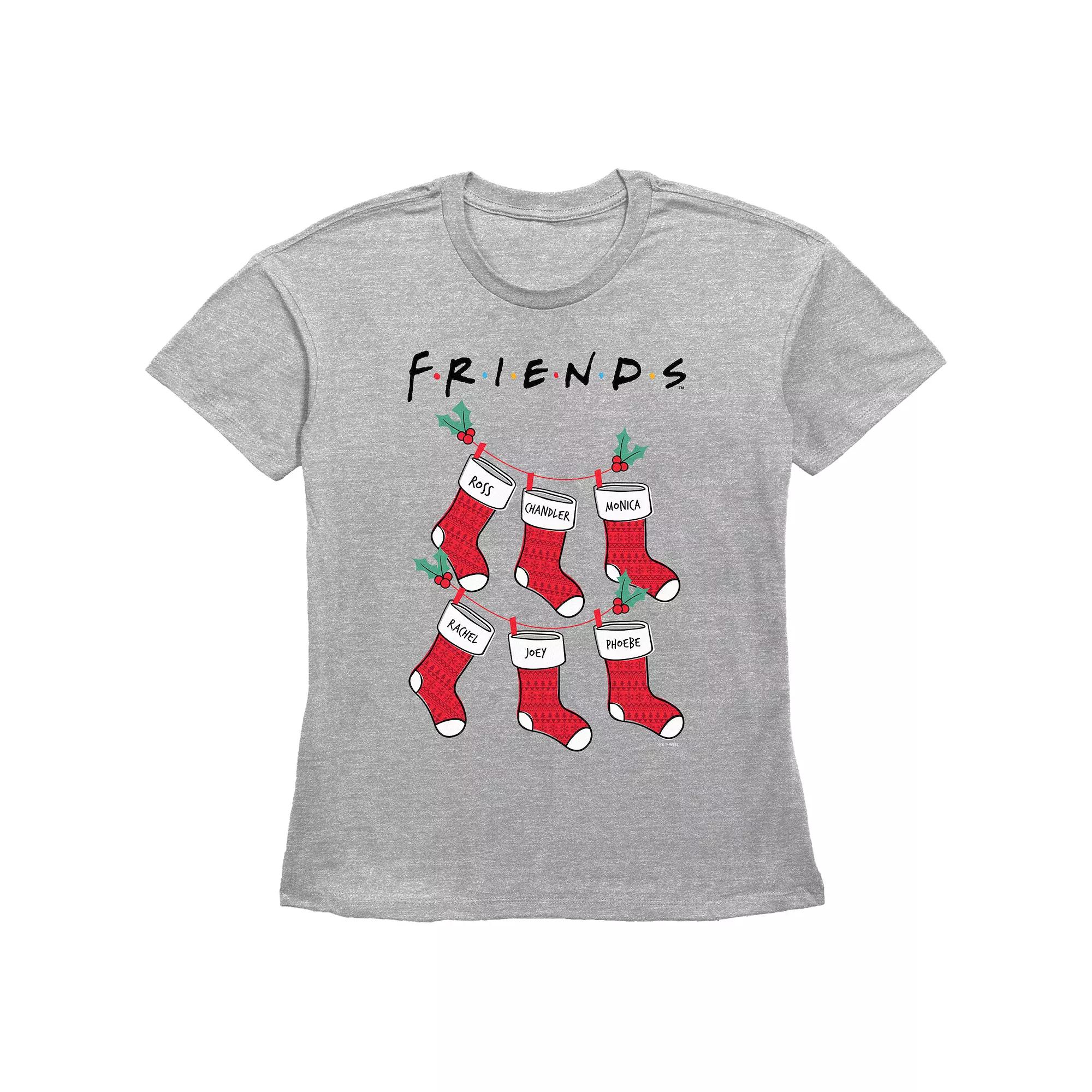 Women's Friends Christmas Stockings Graphic Tee,  Product Image