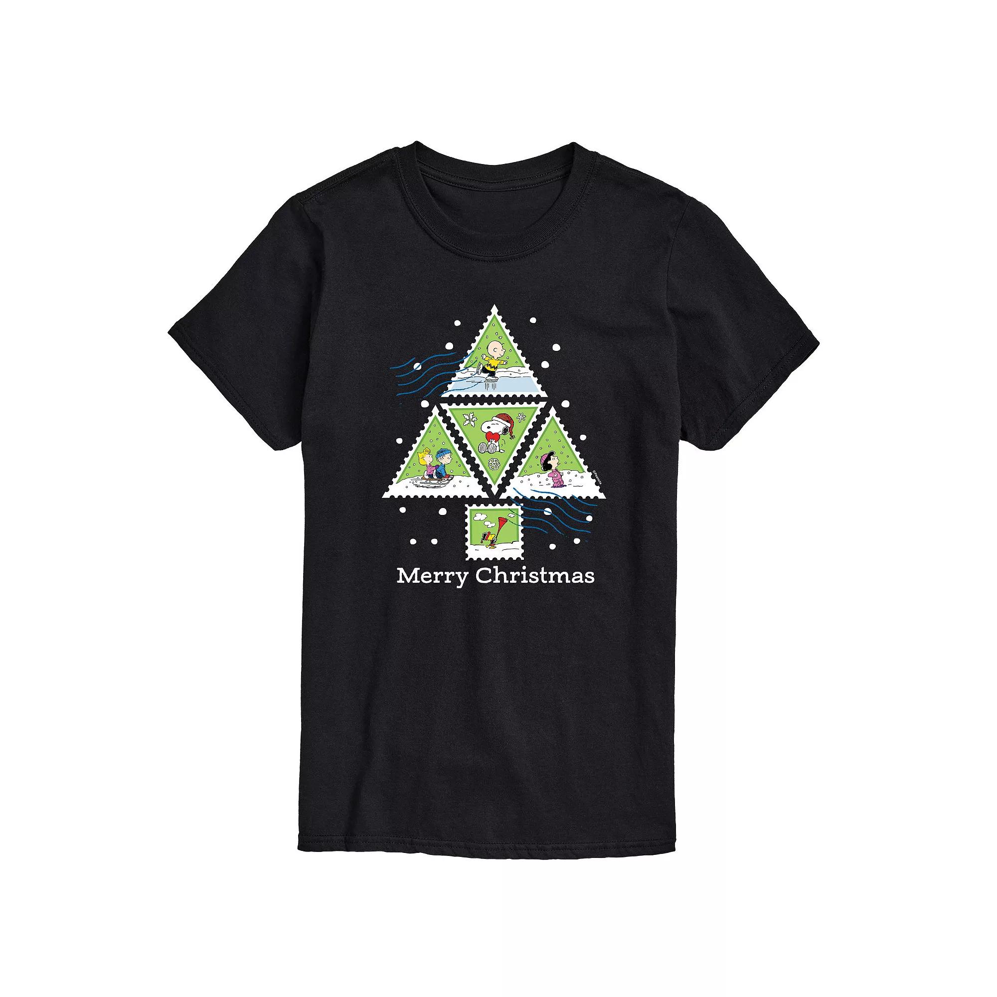 Big & Tall Peanuts Christmas Tree Stamps Graphic Tee, Men's,  Product Image