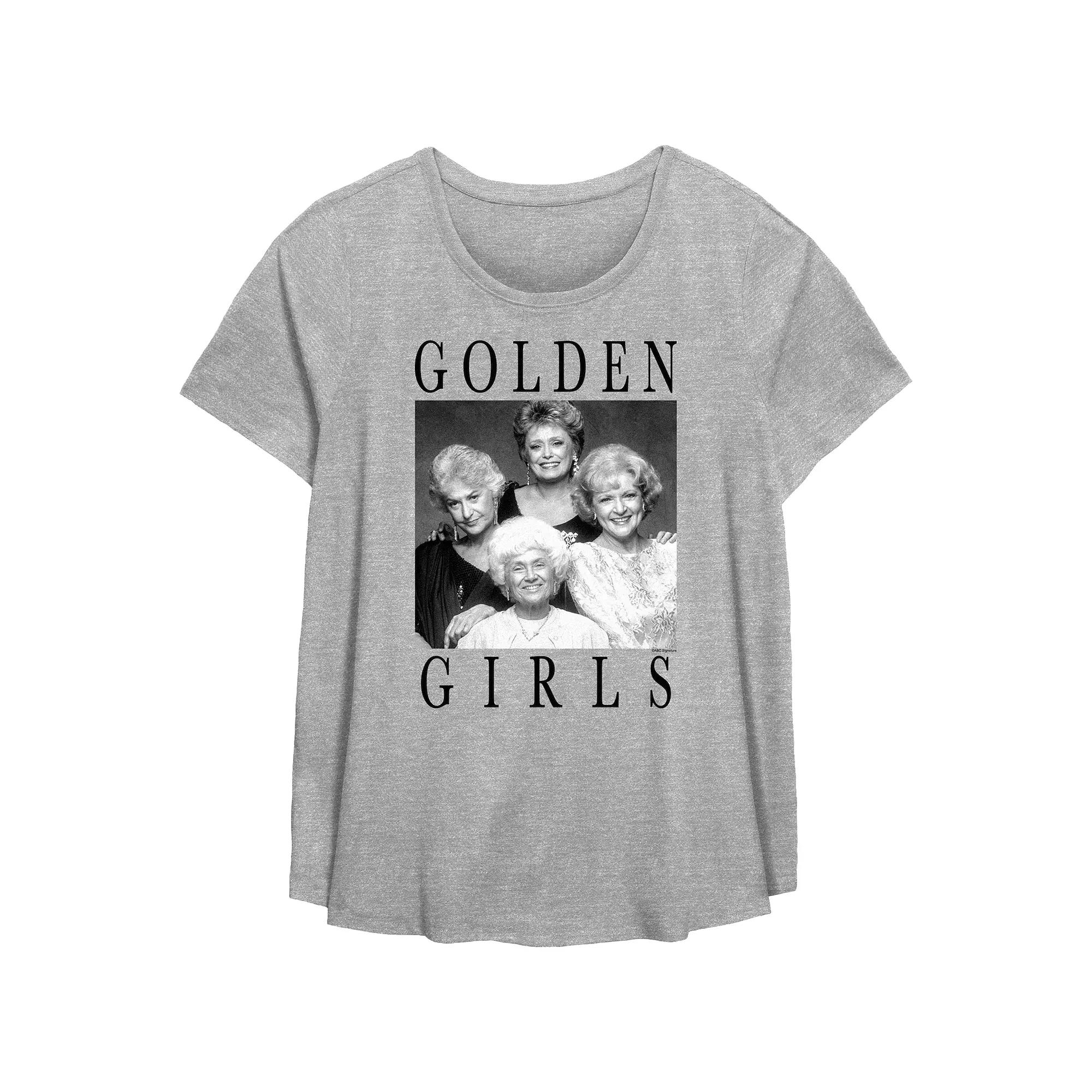 Plus Size The Golden Girls Black And White Portrait Flowy Graphic Tee, Women's, Size: 1XL, Grey Gray Product Image