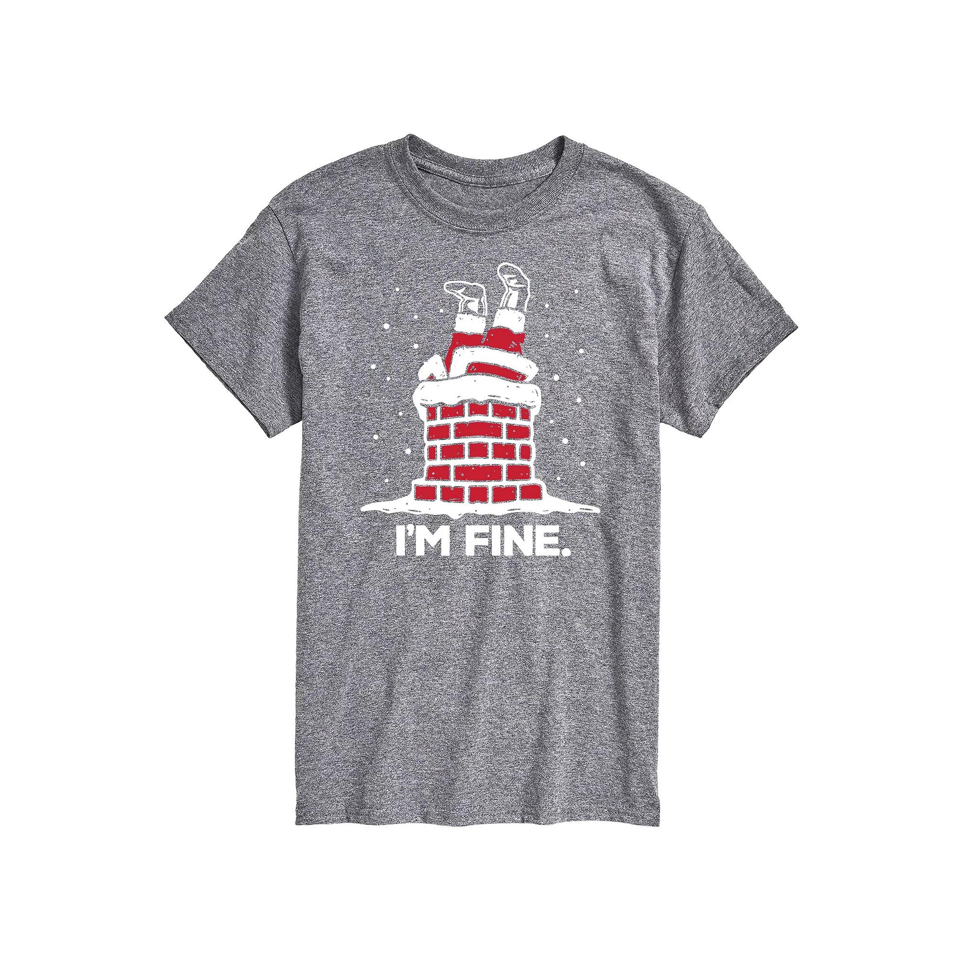 Big & Tall I'm Fine Santa Chimney Graphic Tee, Men's,  Product Image