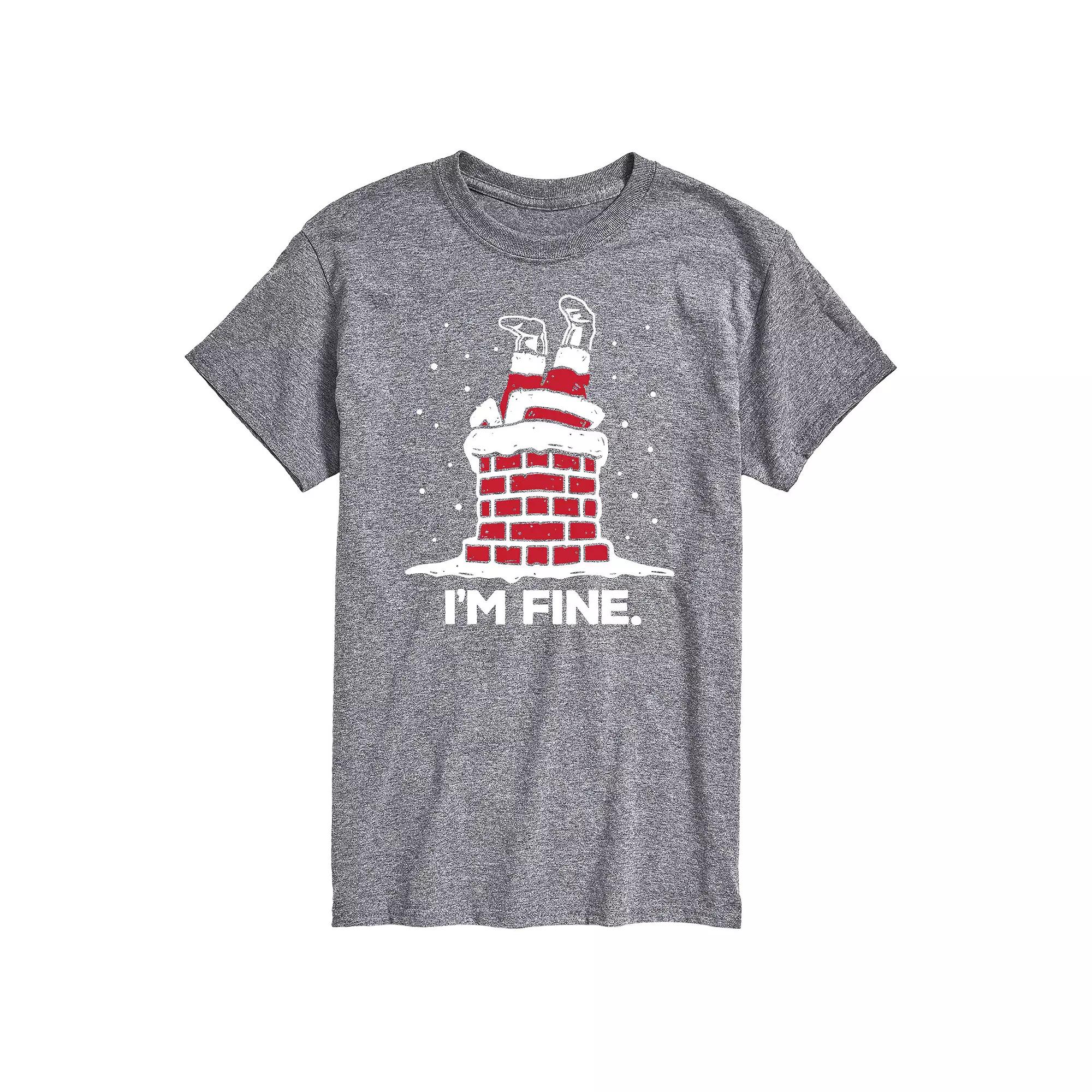 Big & Tall I'm Fine Santa Chimney Graphic Tee, Men's,  Product Image