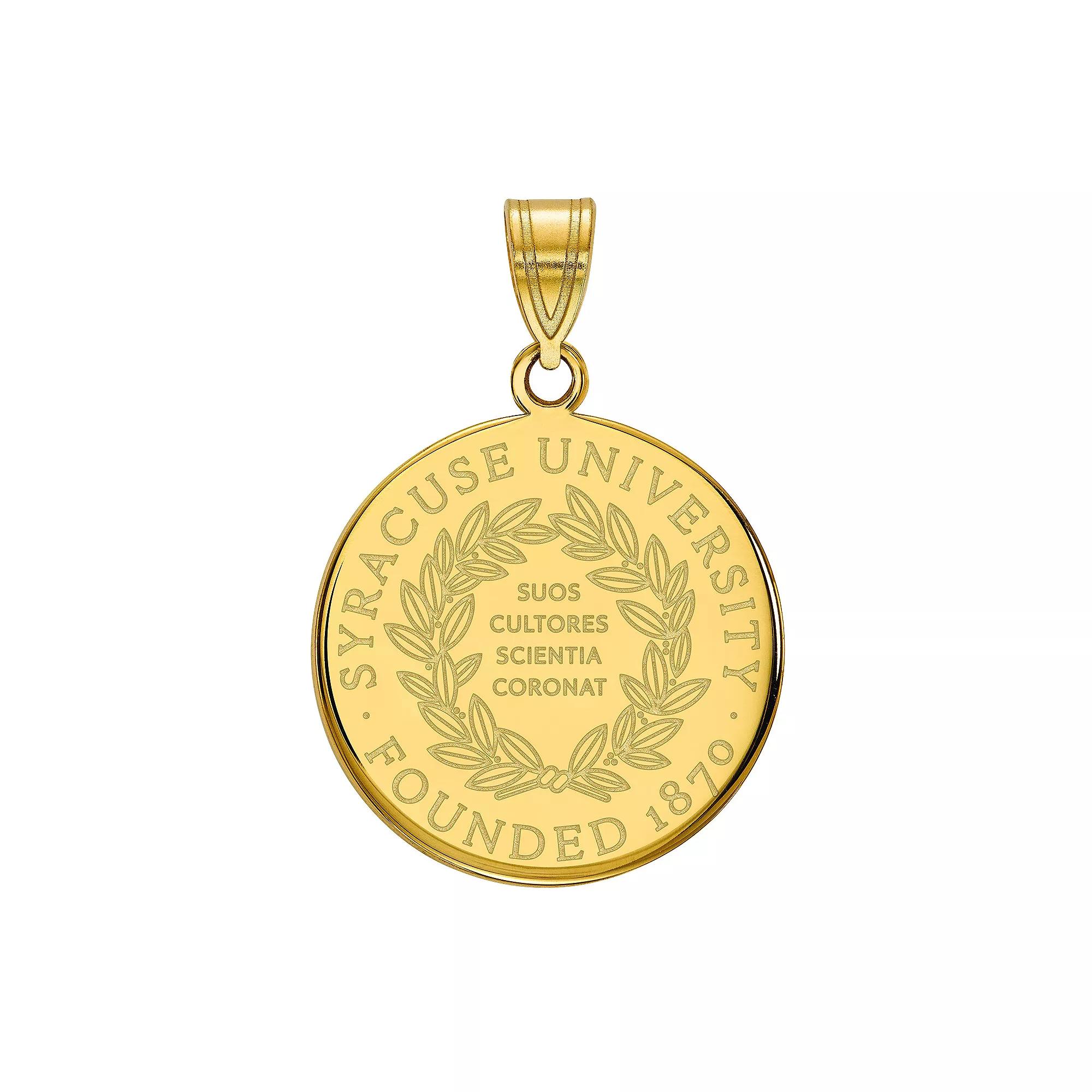 LogoArt Syracuse Orange Sterling Silver 14K Gold Plated Large Crest Pendant, Women's, Size: 25MM Product Image