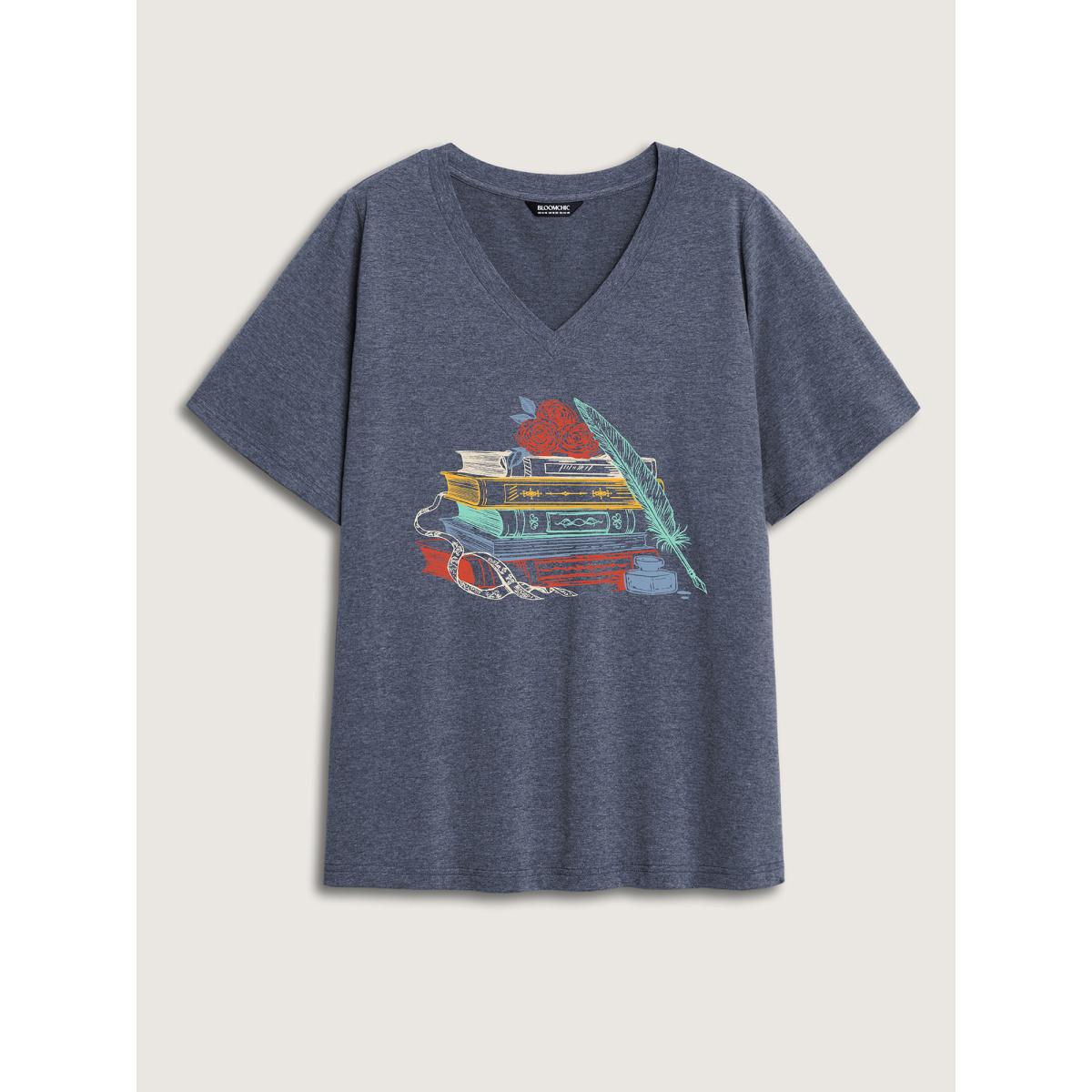 Plus Size Sunkissed Sunflower Round Neck T-Shirt Indigo Women Leisure Non Natural Flowers Round Neck Casual T-shirts BloomChic 14-16/1X Product Image