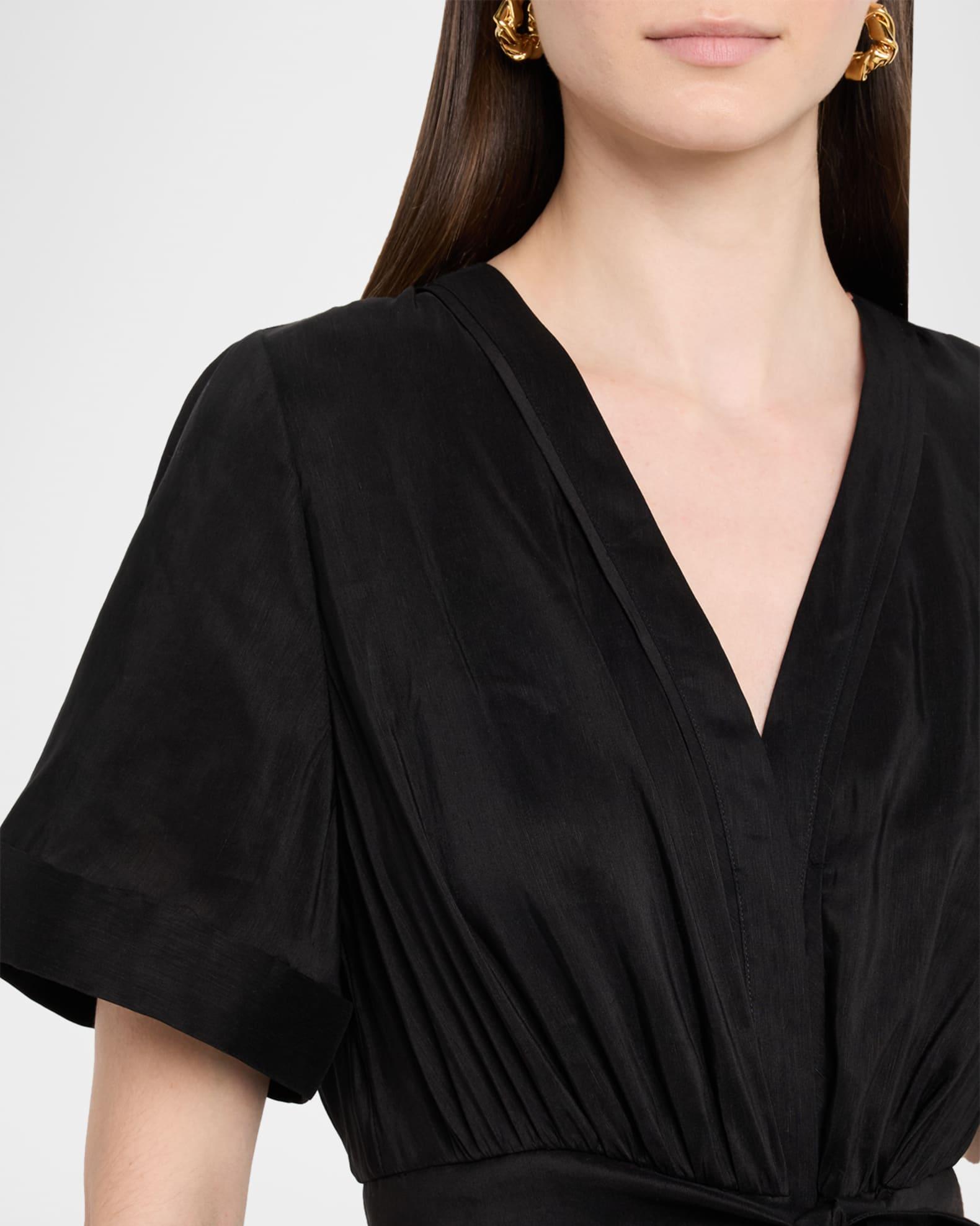 Miranda Pintuck Tiered Linen-Silk Midi Dress Product Image