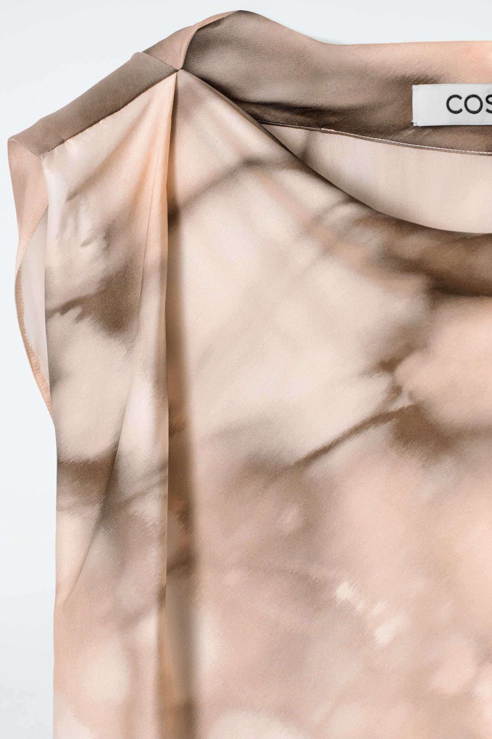 PRINTED DRAPED SILK DRESS Product Image