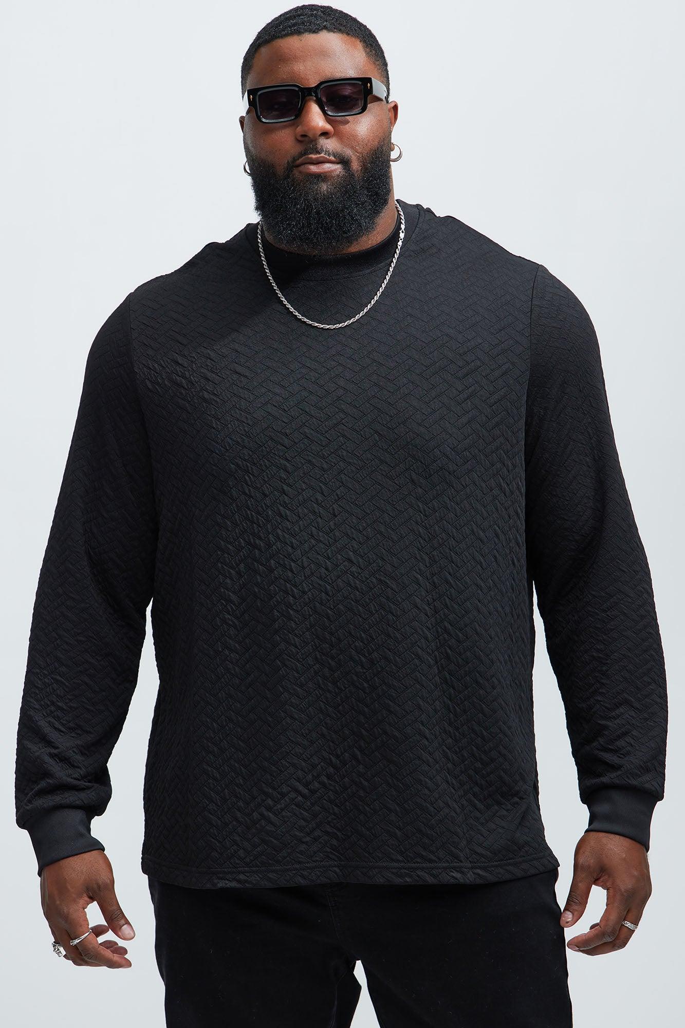 We Outside Textured Long Sleeve Tee - Black Product Image