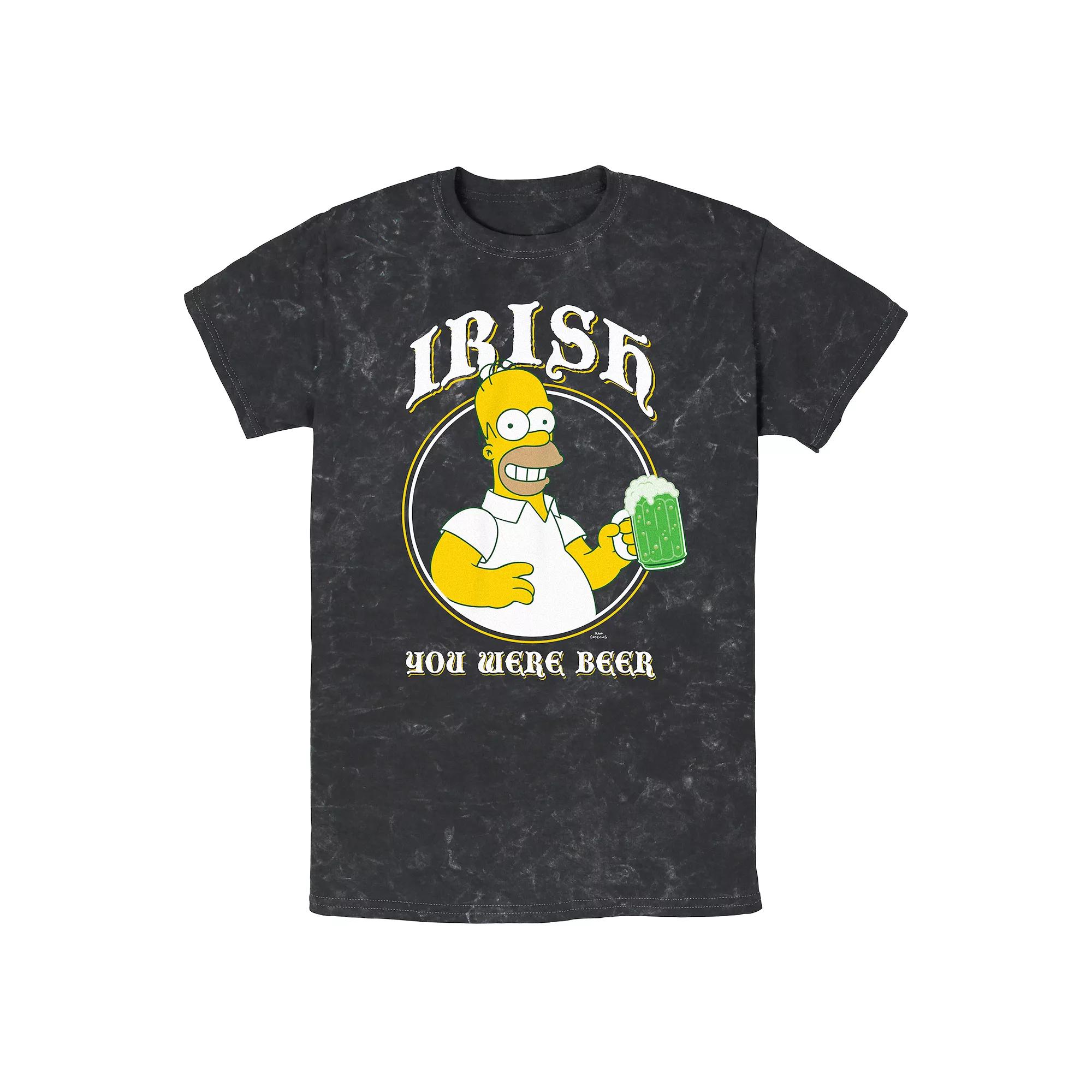 Men's The Simpsons Irish You Were Beer Mineral Wash Graphic Tee,  Product Image
