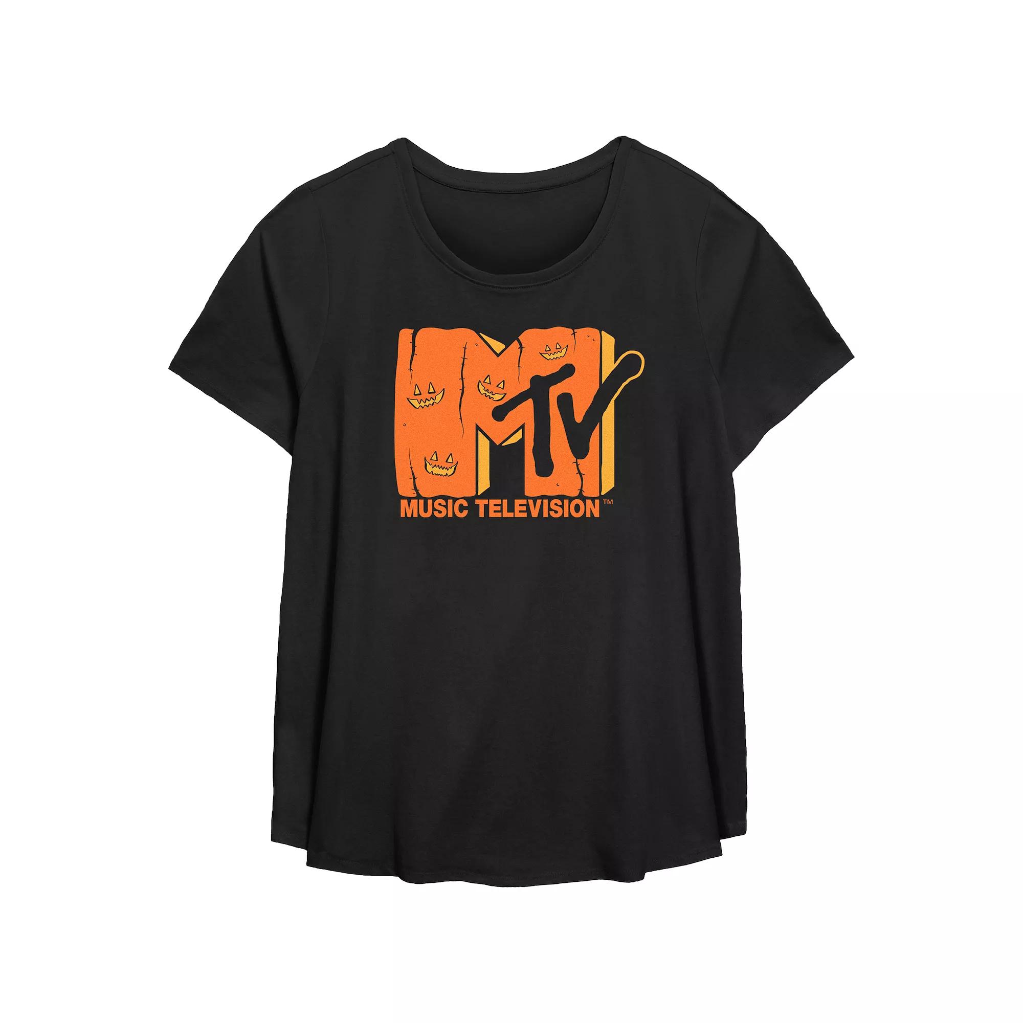 Plus Size MTV Jack O Lantern Logo Graphic Tee, Girl's, Size: 2XL, Black Product Image
