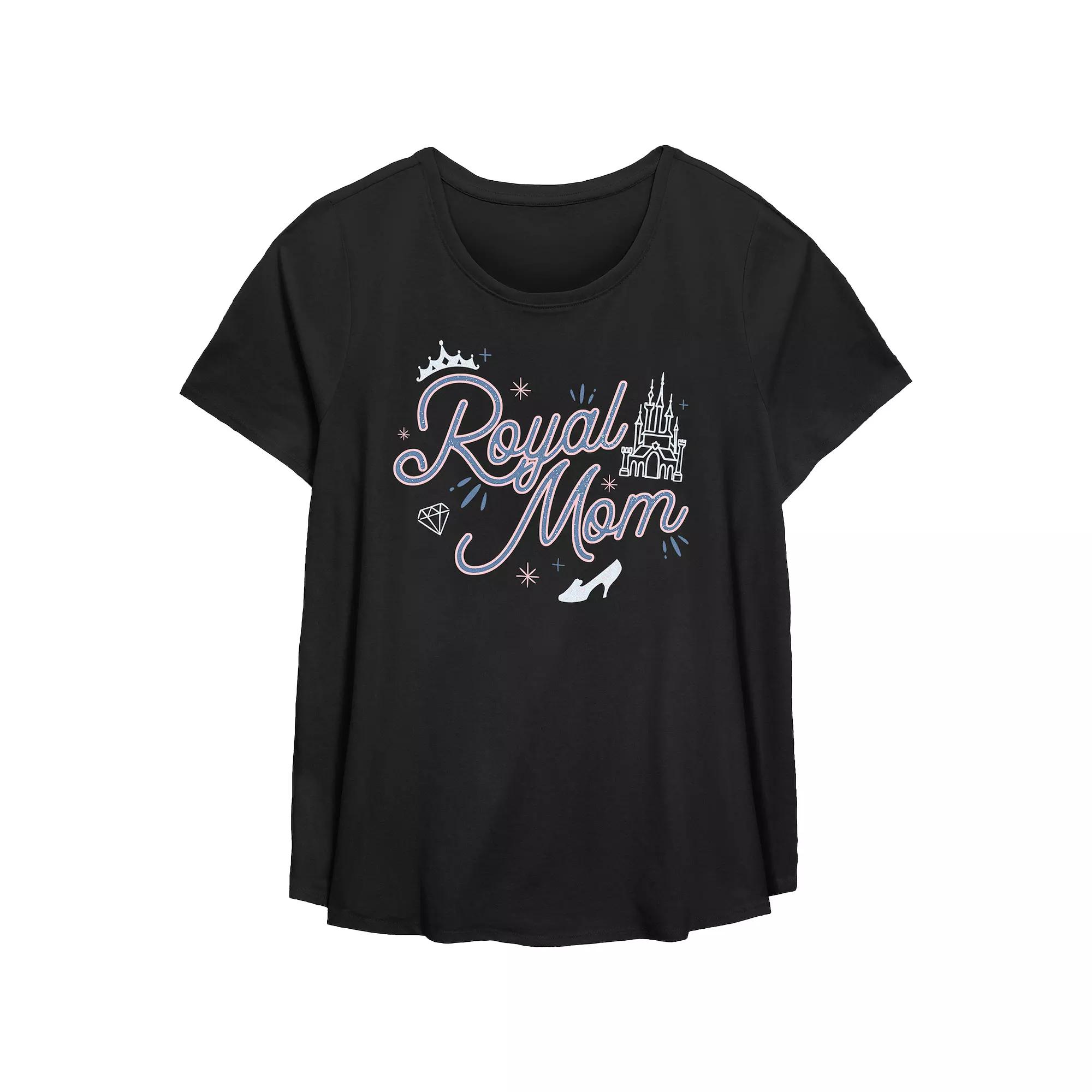 Disney's Cinderella Icons Royal Mom Plus Size Flowy Graphic Tee, Women's, Size: 1XL, Black Product Image