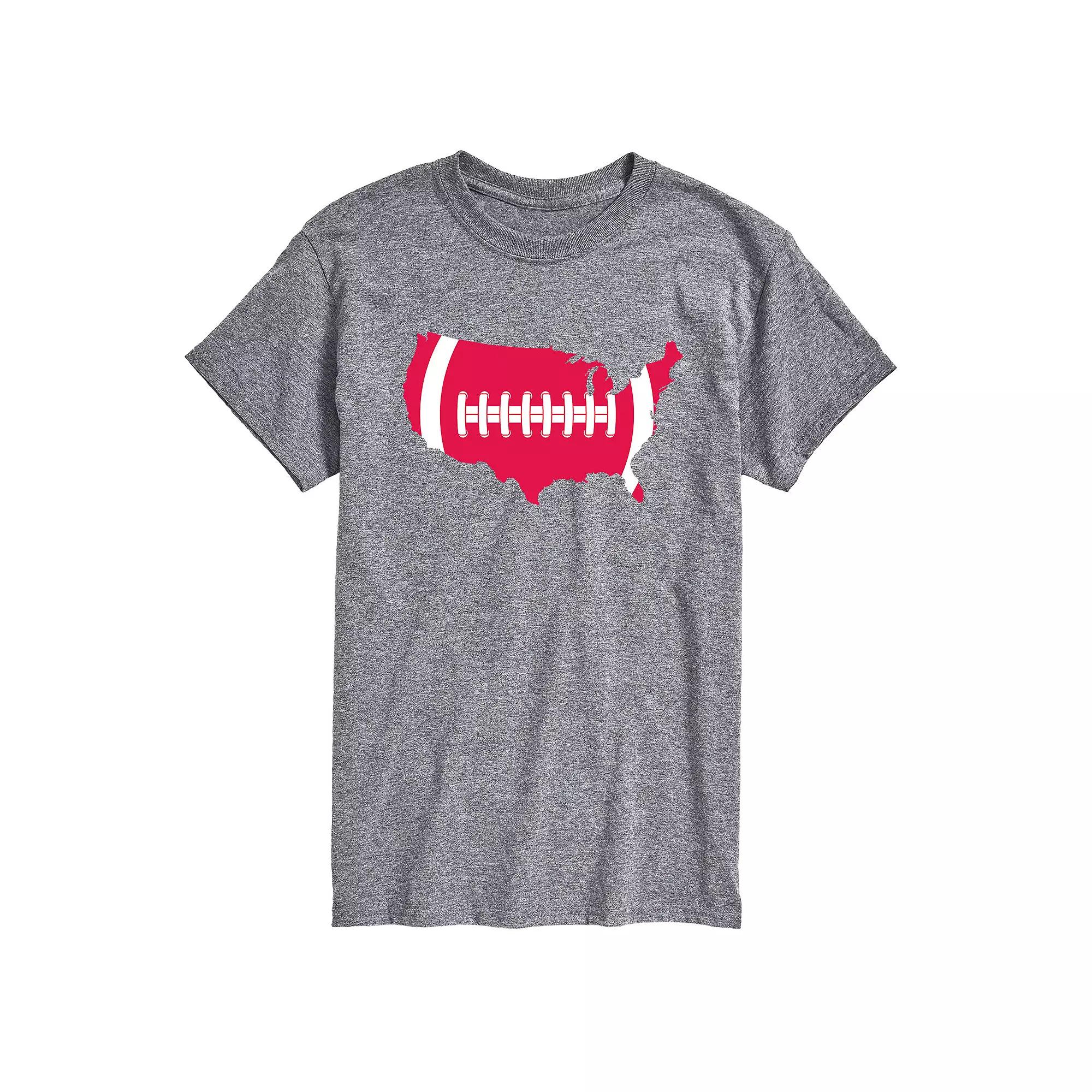 Big & Tall USA Shape Football Tee, Men's,  Product Image