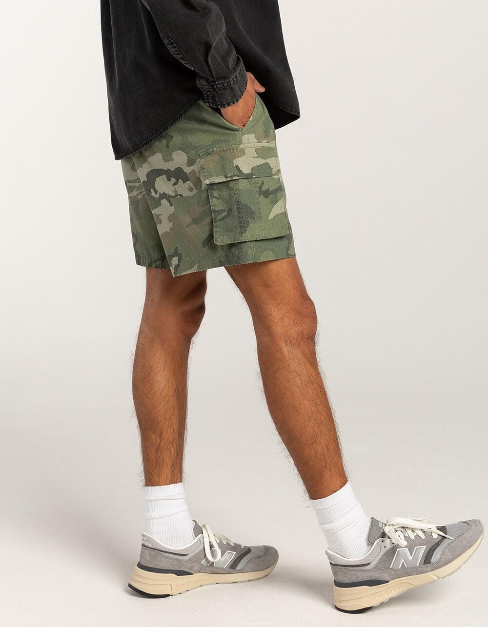 RSQ Mens Ripstop Cargo Pull On Shorts - CAMO GREEN Product Image