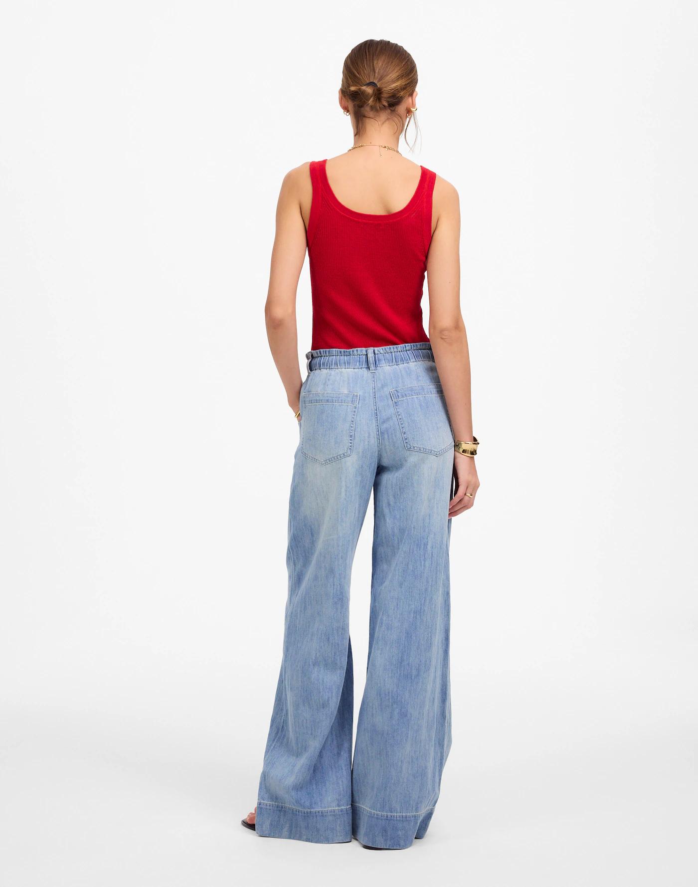 The Denim Pull-On Wide-Leg Pant Product Image