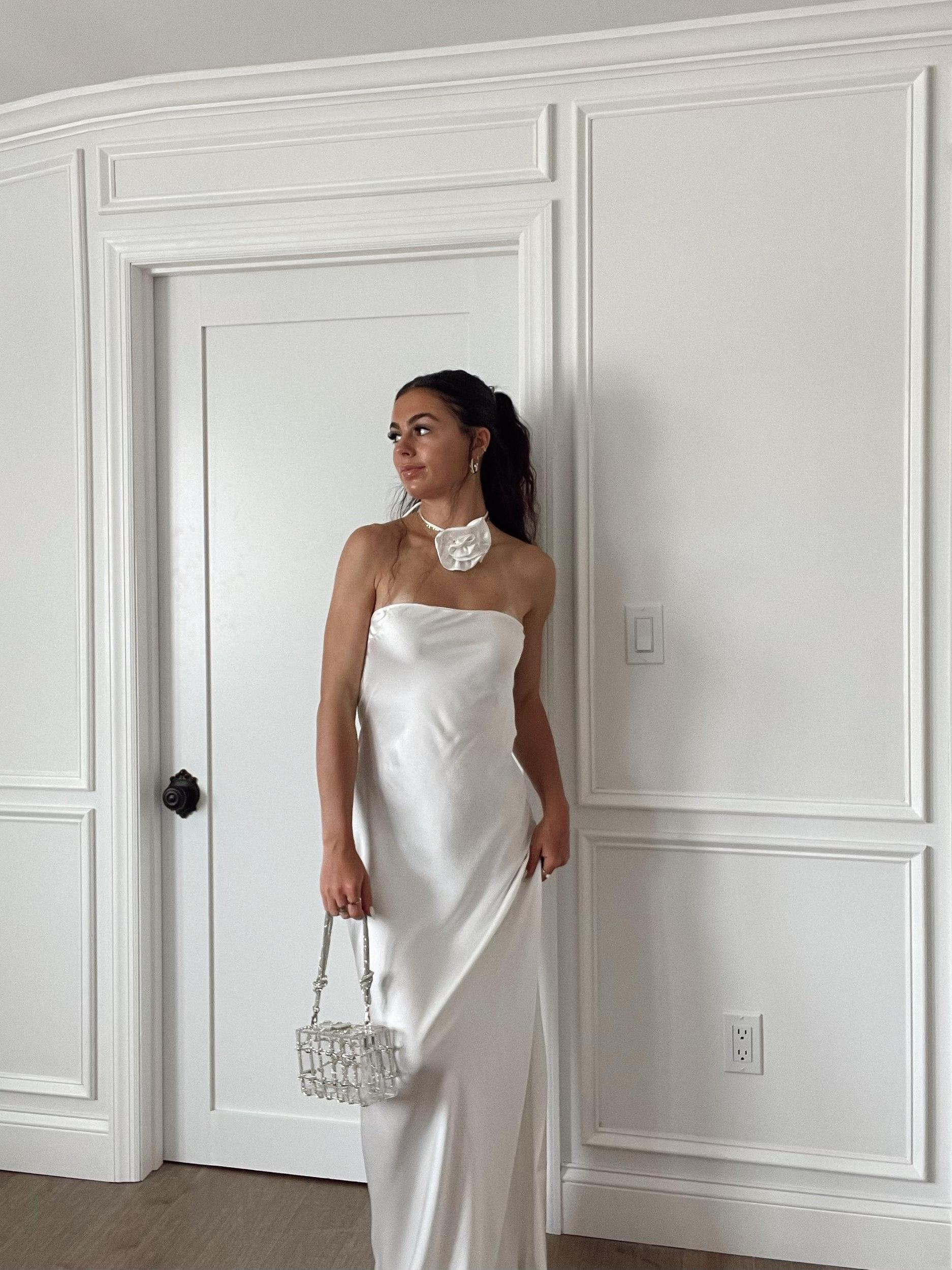 FINAL SALE WeWoreWhat | Strapless Silky Maxi Dress | White Product Image