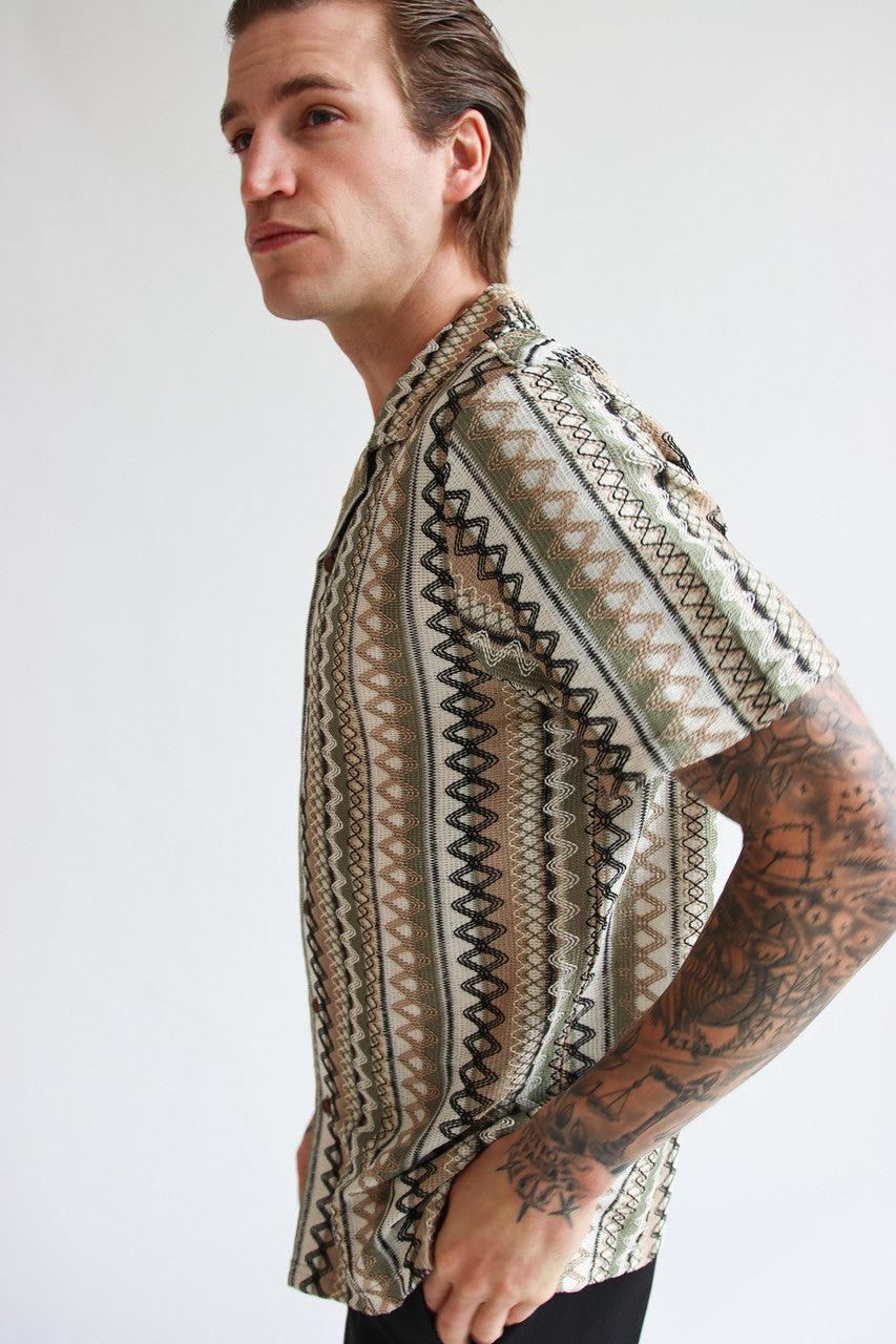 Zig Zag Woven Button Up Shirt Product Image