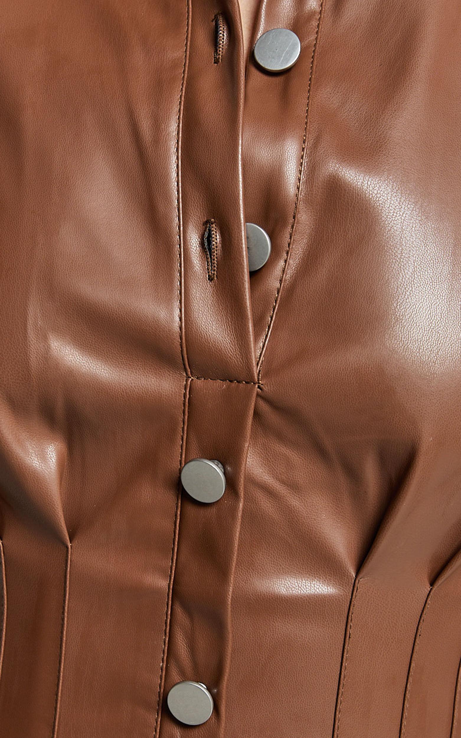 Ziva Midi Dress - Short Puff Sleeve Button Through Dress in Chocolate Product Image