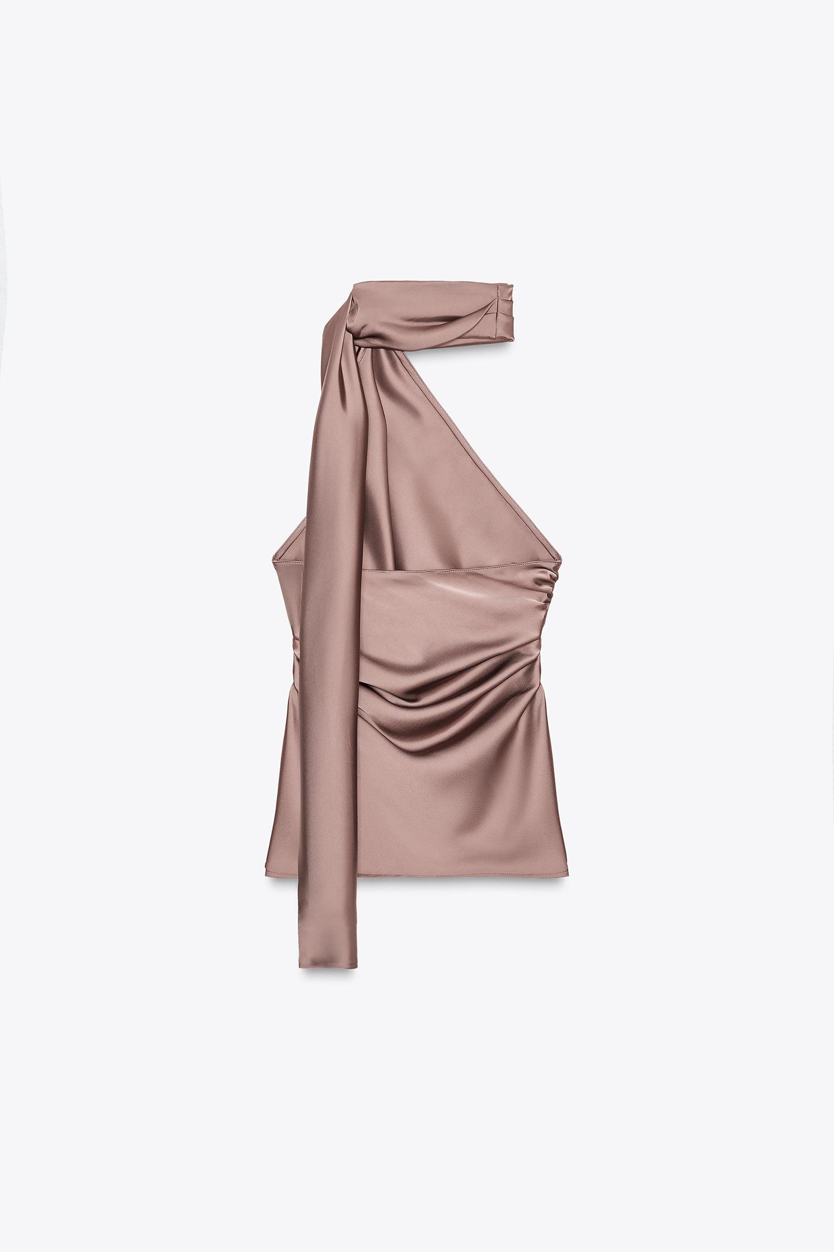 SATIN EFFECT HALTER SCARF TOP Product Image