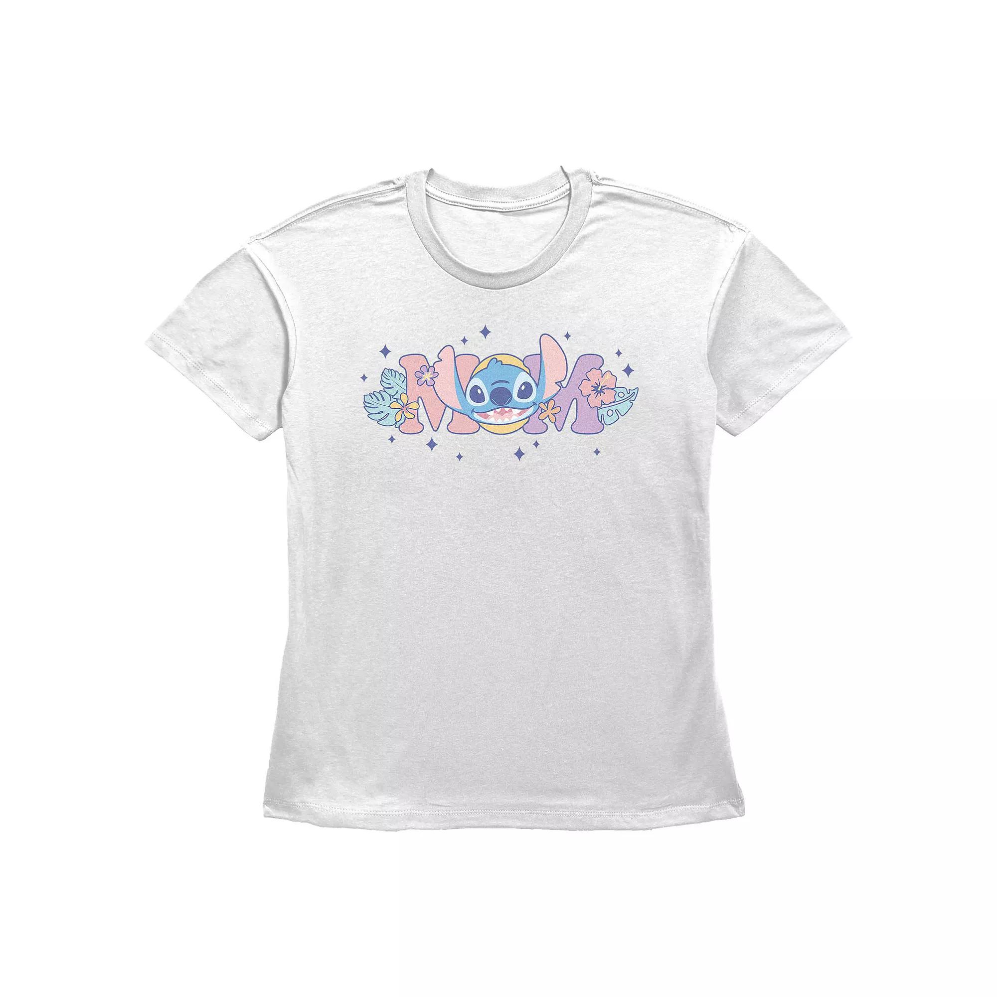 Disney's Lilo & Stitch Mom Floral Sign Women's Graphic Tee,  Product Image