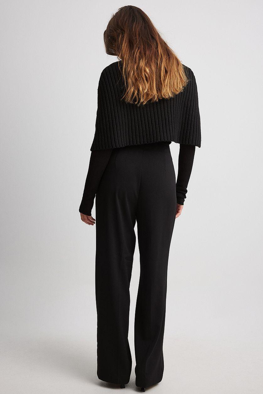 Wide High Waist Suit Pants Without Waist Band Product Image