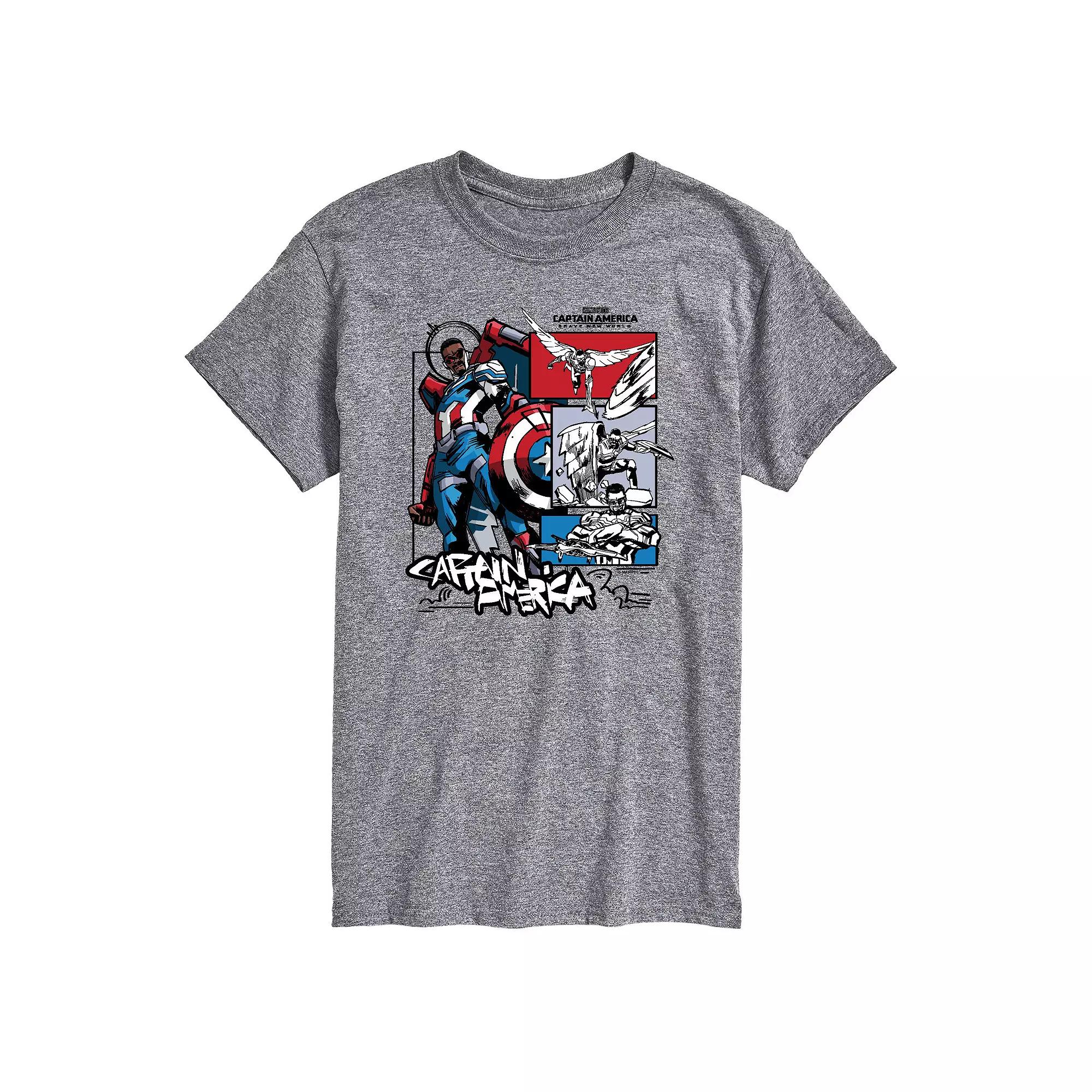 Big & Tall Marvel Captain America Brave New World Comic Grid Ink Graphic Tee, Men's,  Product Image