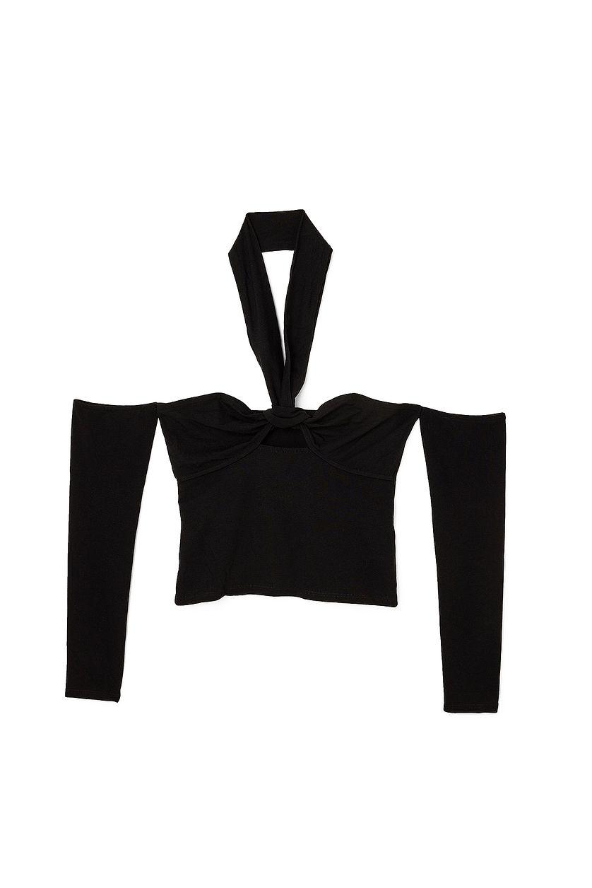 Halterneck Tie Long Sleeve Top Product Image
