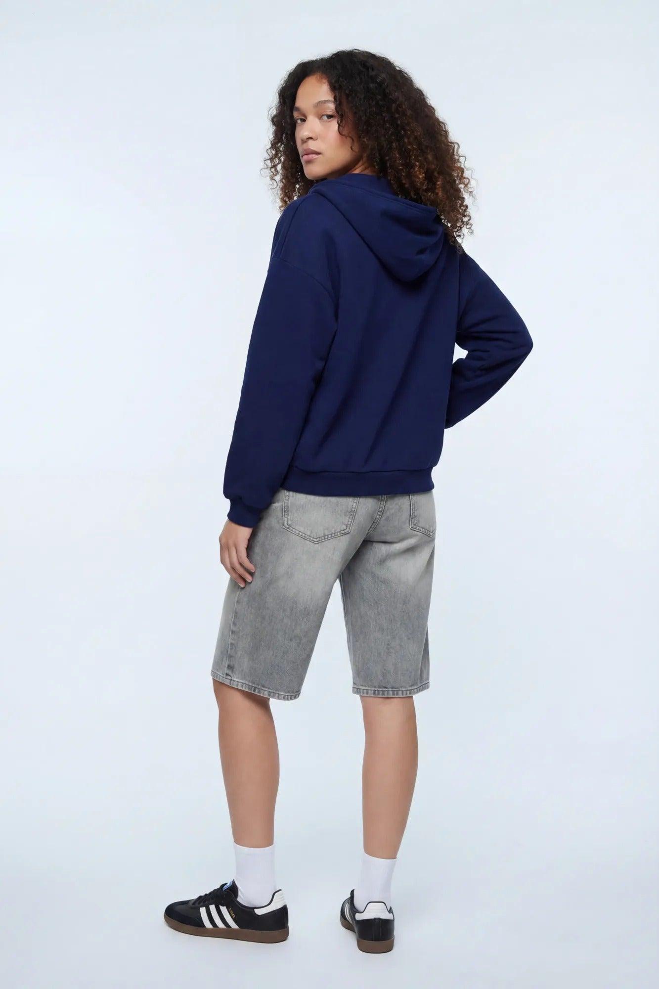 Boxy Zip-Up Fleece Hoodie Female Product Image